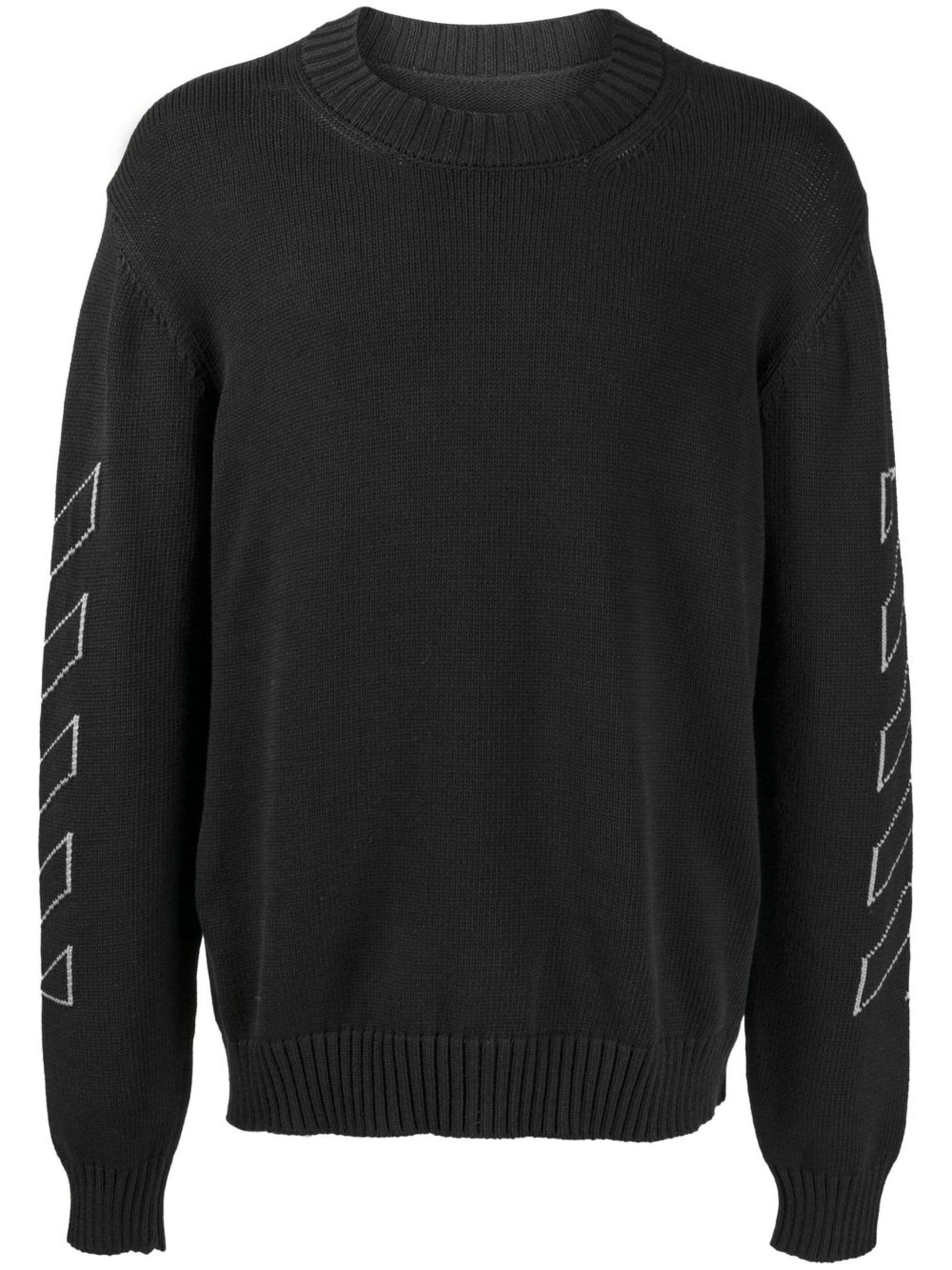 Off-White o1w1db10824 Diag Outline Knit Crewneck in Black Size US S / EU 44-46 / 1 - 1 Thumbnail