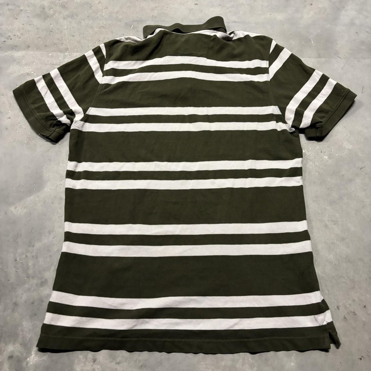 Japanese Brand × Vintage Crazy Vintage Y2K/2000s Green White Striped Streetwear Essential Polo Shirt! Size US M / EU 48-50 / 2 - 5 Thumbnail