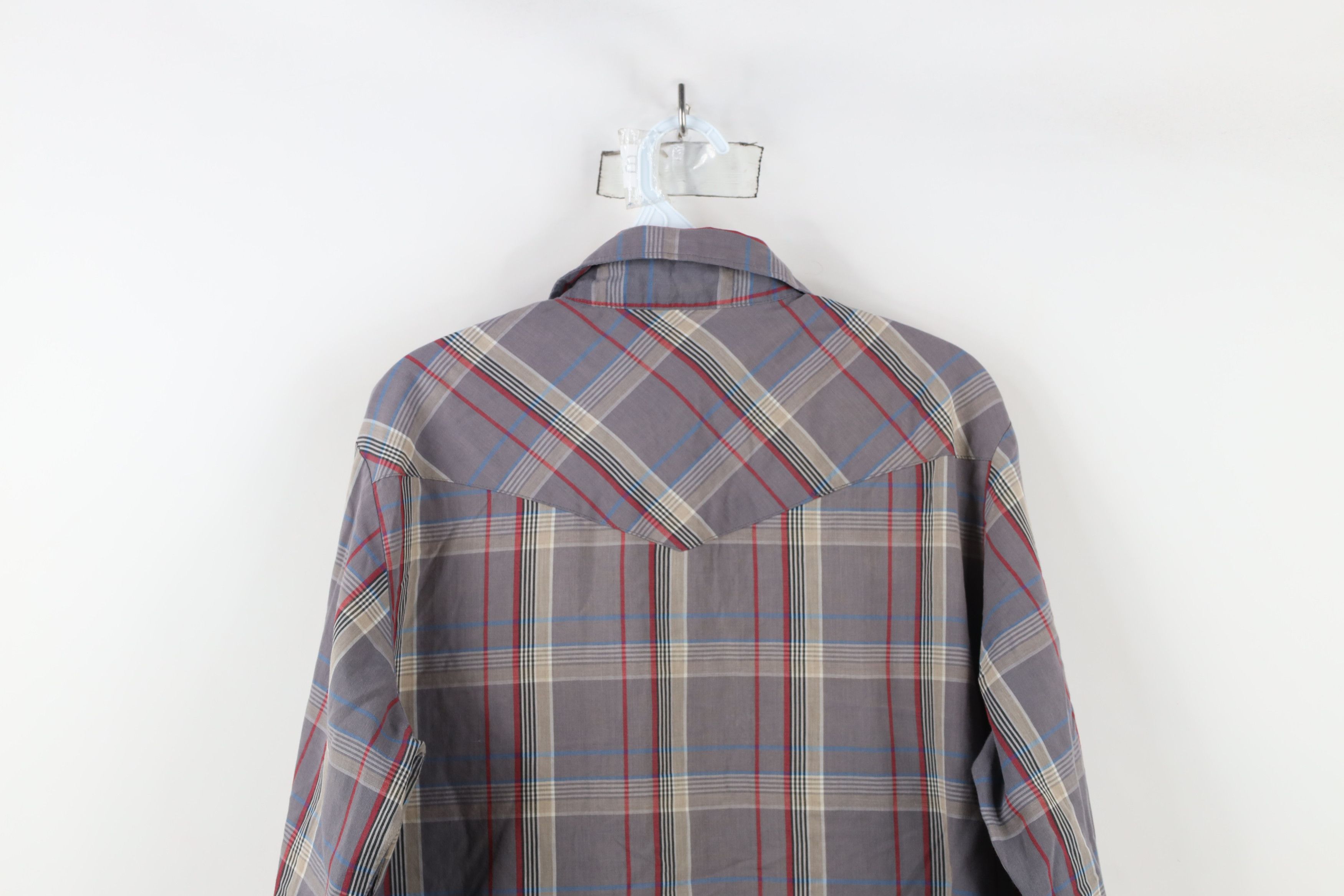 Vintage × Wrangler Vintage 90s Wrangler Western Cowboy Snap Button Shirt Plaid Size US L / EU 52-54 / 3 - 10 Thumbnail
