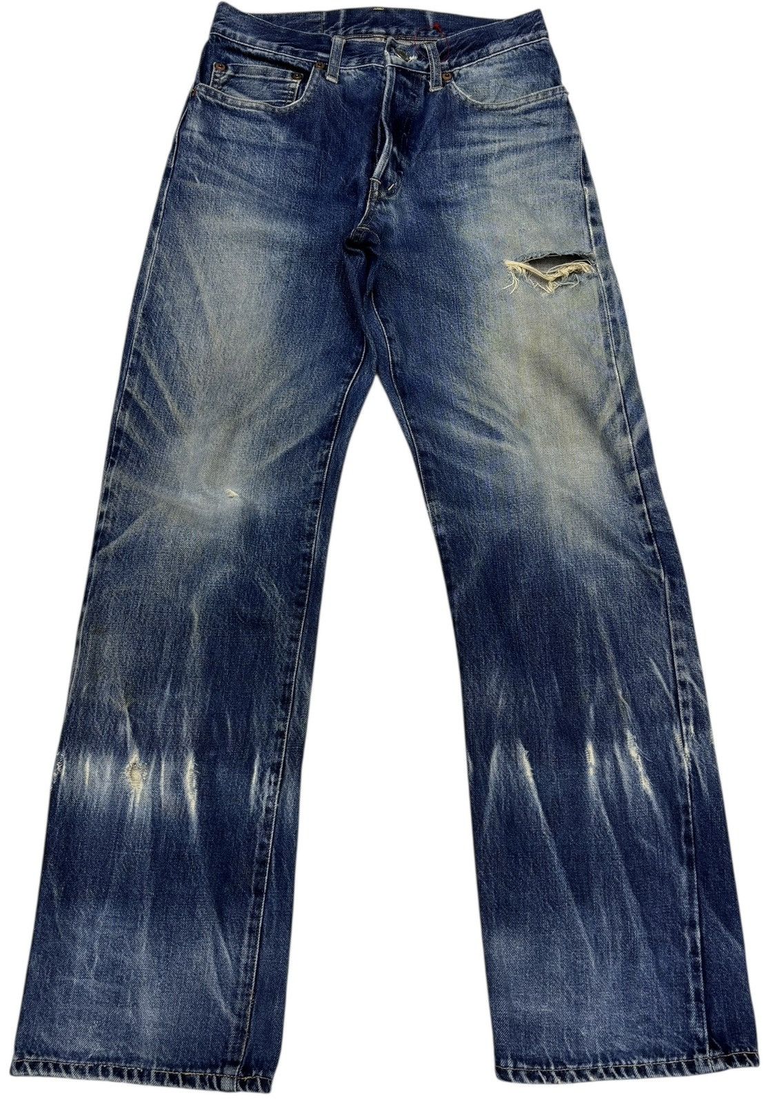 Okura 🔥OKURA SELVEDGE DISTRESSED DENIM JEANS HOLLYWOOD RANCHMARKET Size US 26 / EU 42 - 1 Thumbnail