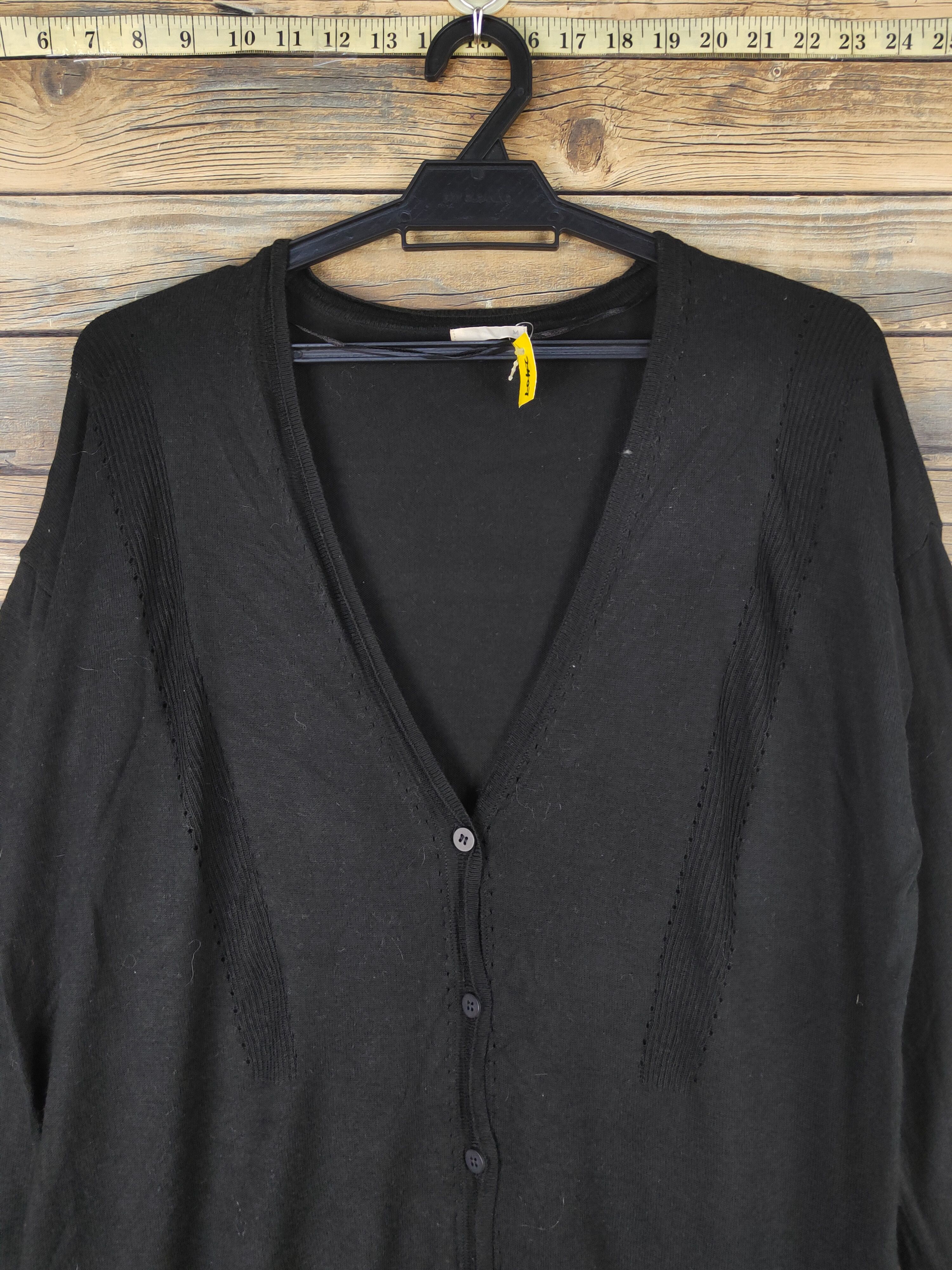 GU × Homespun Knitwear GU Black Knitwear ripped vintage Cardigan #W1517 Size M / US 6-8 / IT 42-44 - 2 Thumbnail