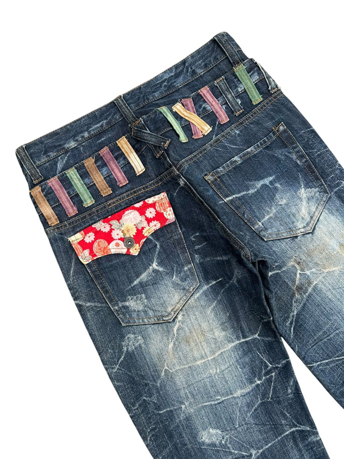Kapital Nylaus Double Waist Japanese Punk Distressed Denim Jeans Size US 32 / EU 48 - 8 Thumbnail