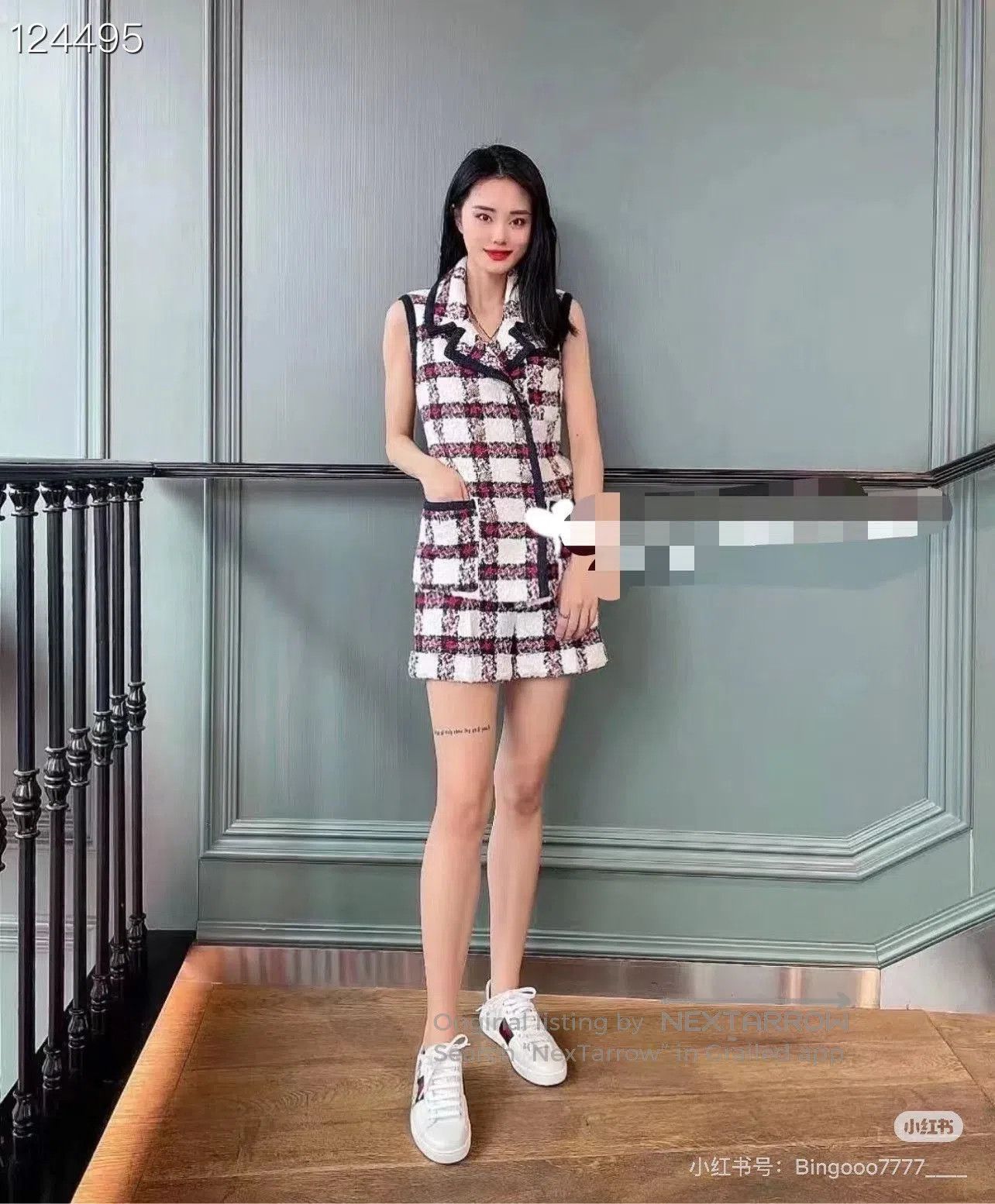 Chanel Gucci Red White Plaid Tweed Vest. Size M / US 6-8 / IT 42-44 - 8 Thumbnail
