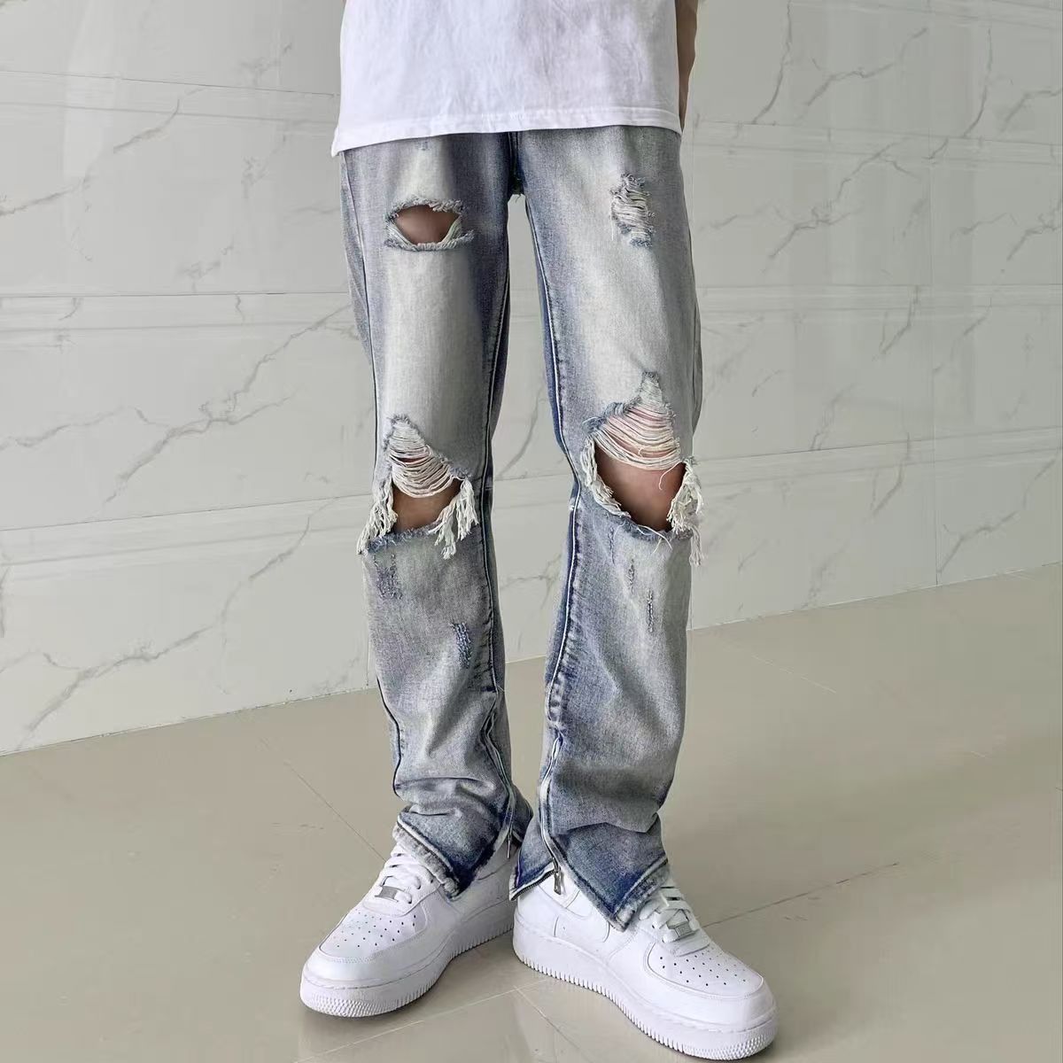 Japanese Brand × Jean High Street Washed Zipper Ripped Design Jeans Size US 34 / EU 50 - 1 Thumbnail