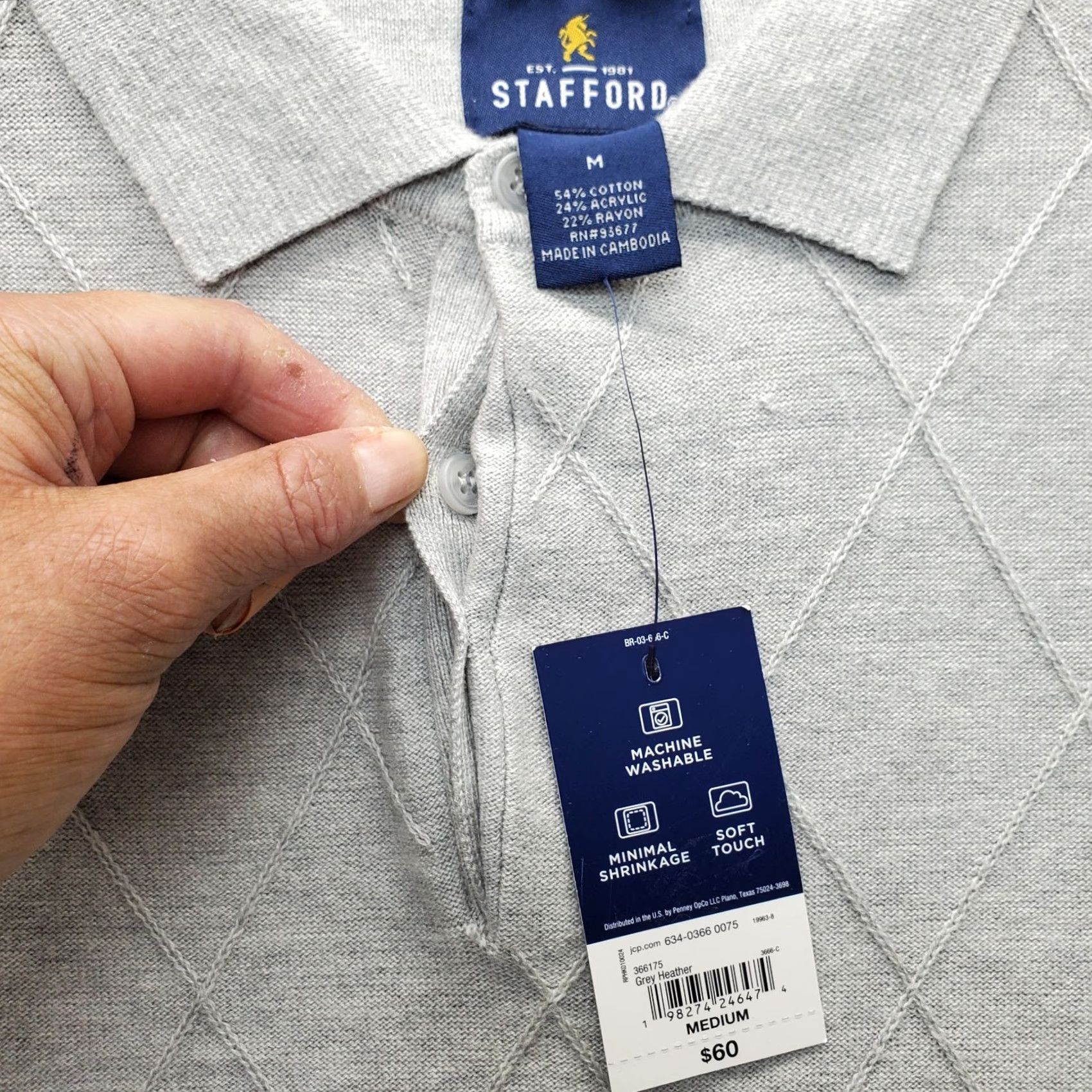 Stafford Stafford Polo Shirt Mens M Gray Heather Short Sleeve Polo Shirt Casual Golf Shirt Mens Size M Gray Stafford Size US M / EU 48-50 / 2 - 7 Thumbnail