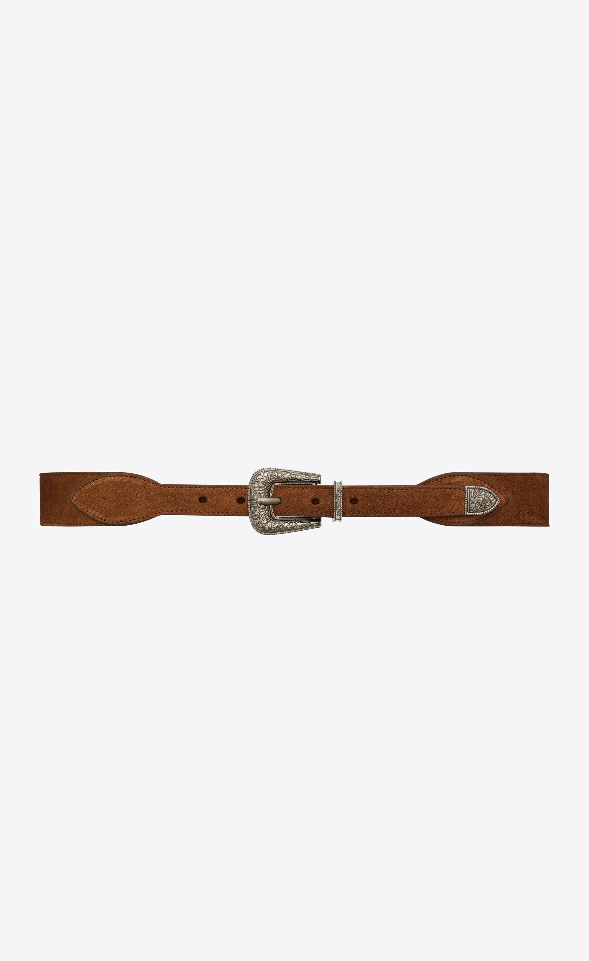 Saint Laurent Paris o1s1wg111224 Size: 110 /Folk Buckle Belt In Suede And Metal Size 42 - 1 Thumbnail
