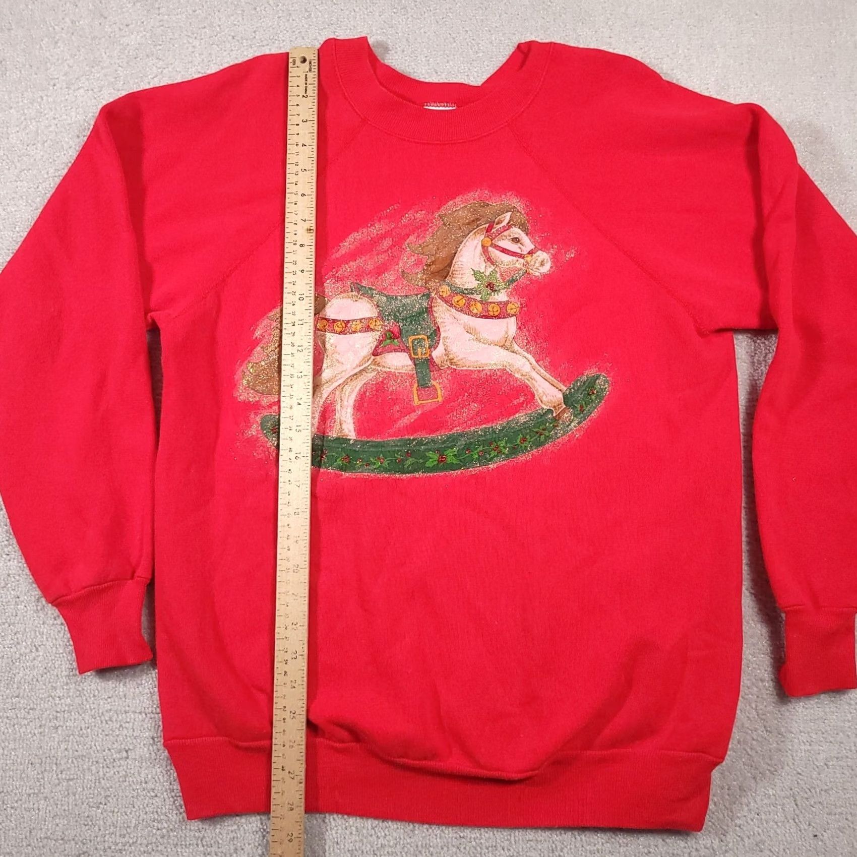 Vintage VINTAGE Pannill Sweatshirt Women's XL Red Grandma Rocking Horse Made In USA Sweatshirt Pullover Knit Crew Neck Long Sleeve 80s 90s Casual Womens Size XL / US 12-14 / IT 48-50 - 7 Thumbnail