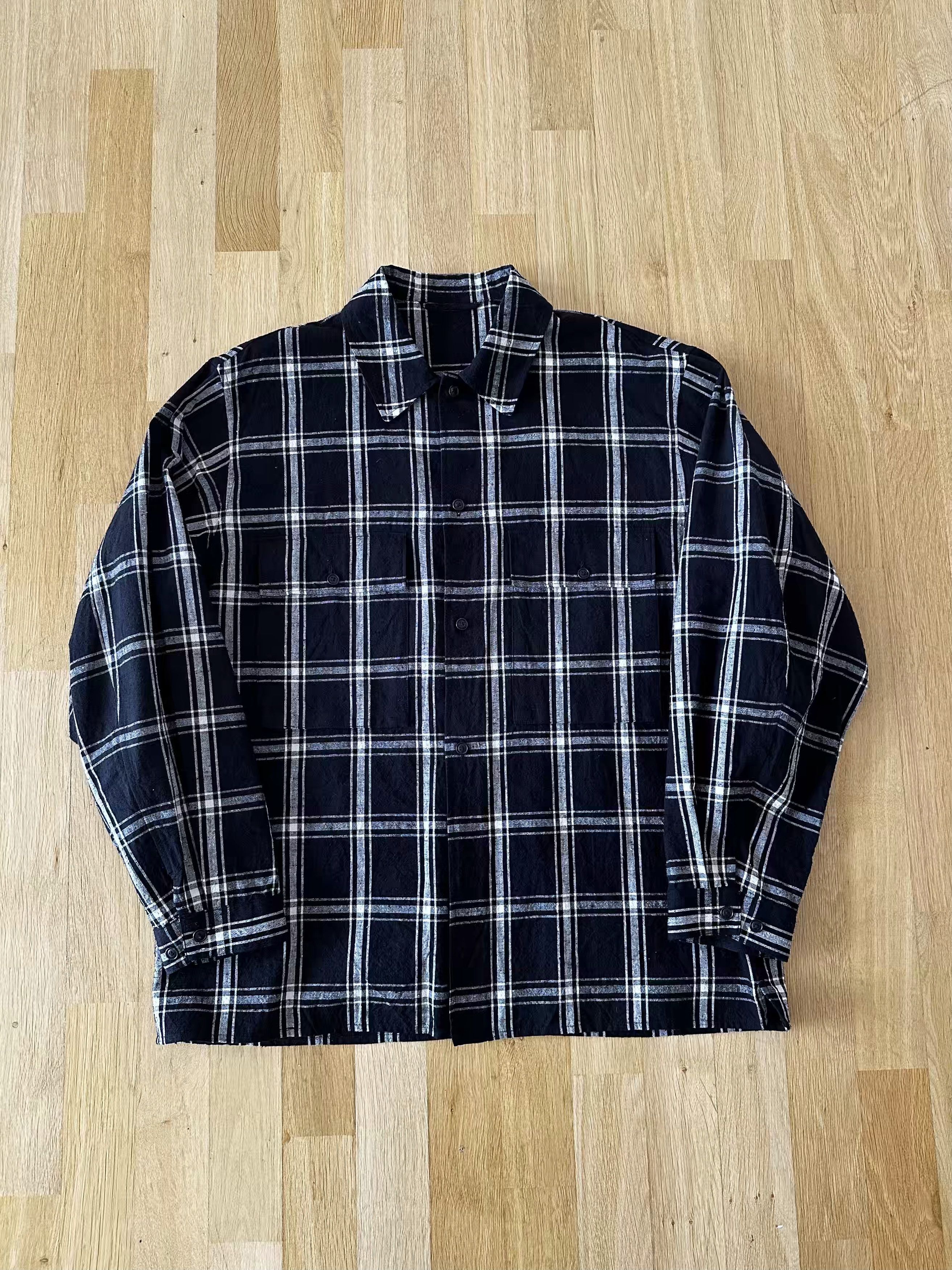 blurhms Silk/Cotton Nep Plaid Military Shirt Size US L / EU 52-54 / 3 - 4 Thumbnail