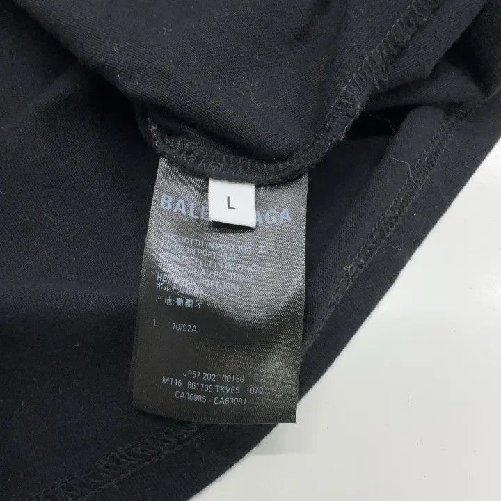Balenciaga Balenciaga Black Printed Cotton T-Shirt 0079-2507 Size L / US 10 / IT 46 - 4 Thumbnail