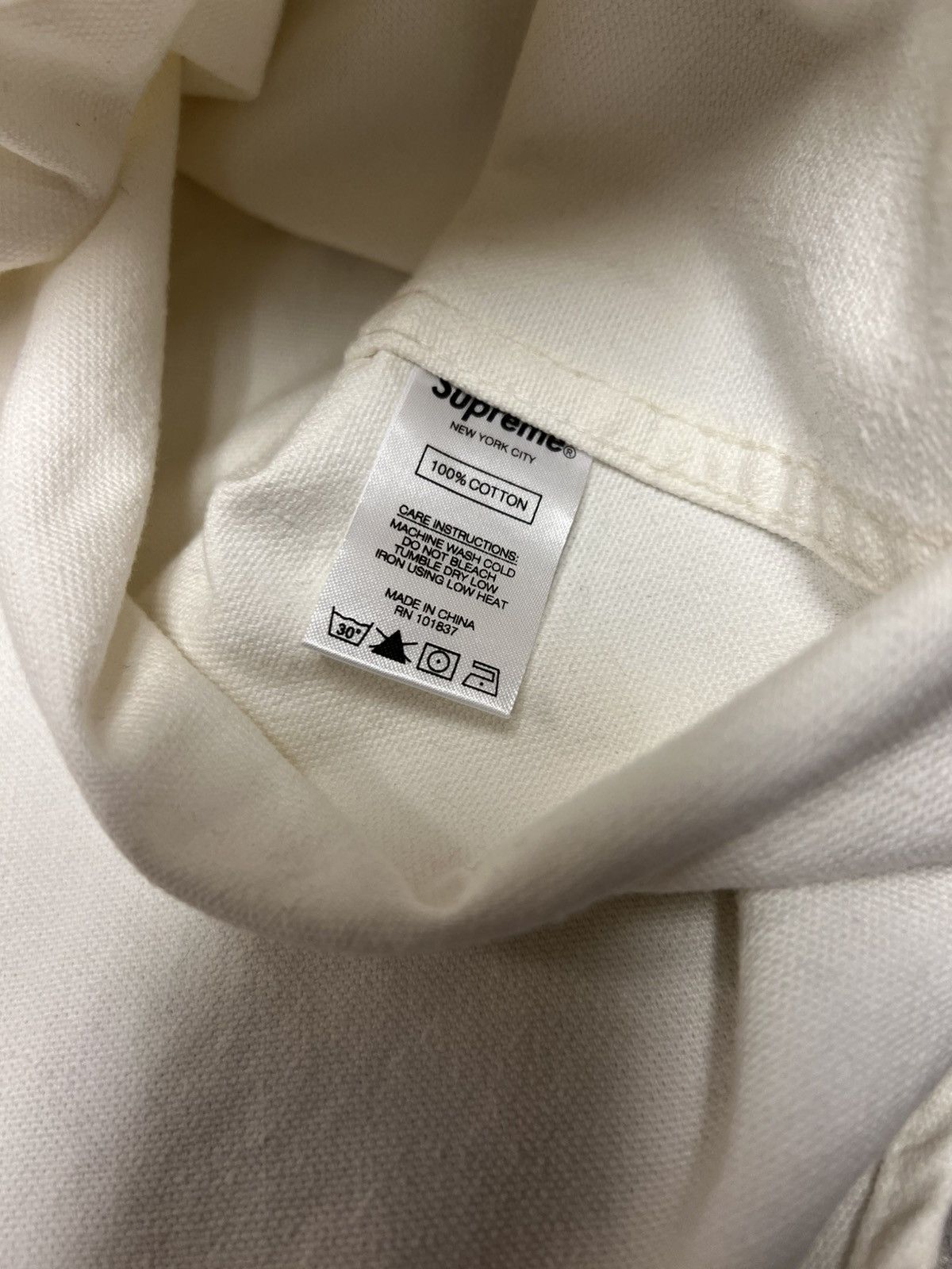 Supreme Supreme Logo Taping Work Shirt White Sz Size US M / EU 48-50 / 2 - 8 Thumbnail
