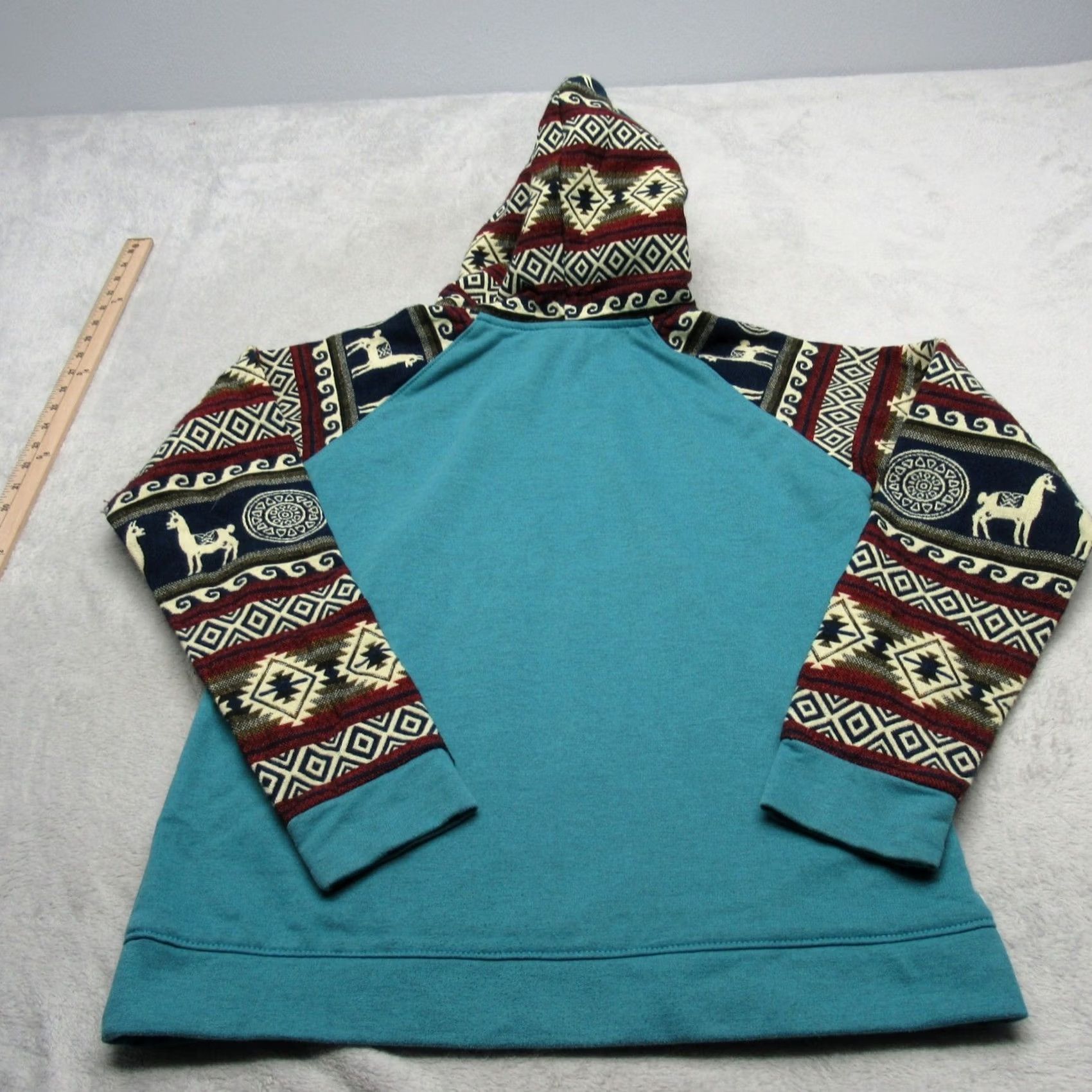 Vintage VINTAGE Aztec Design Wool Blend Hoodie Mens M Teal Southwestern Boho Tribal Size US M / EU 48-50 / 2 - 3 Thumbnail