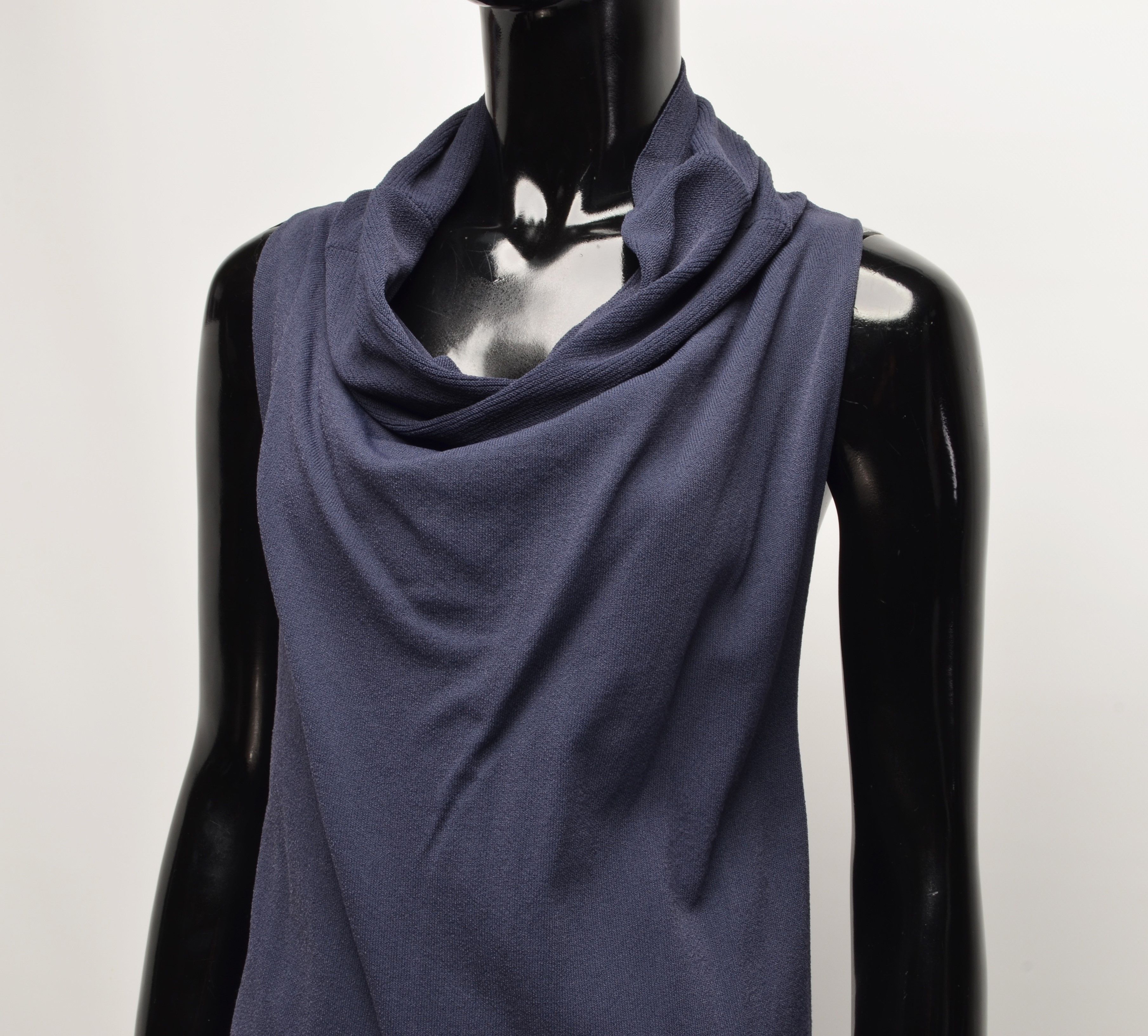 Sarah Pacini Sarah Pacini Draped Shift Navy Dress Size S / US 4 / IT 40 - 2 Thumbnail