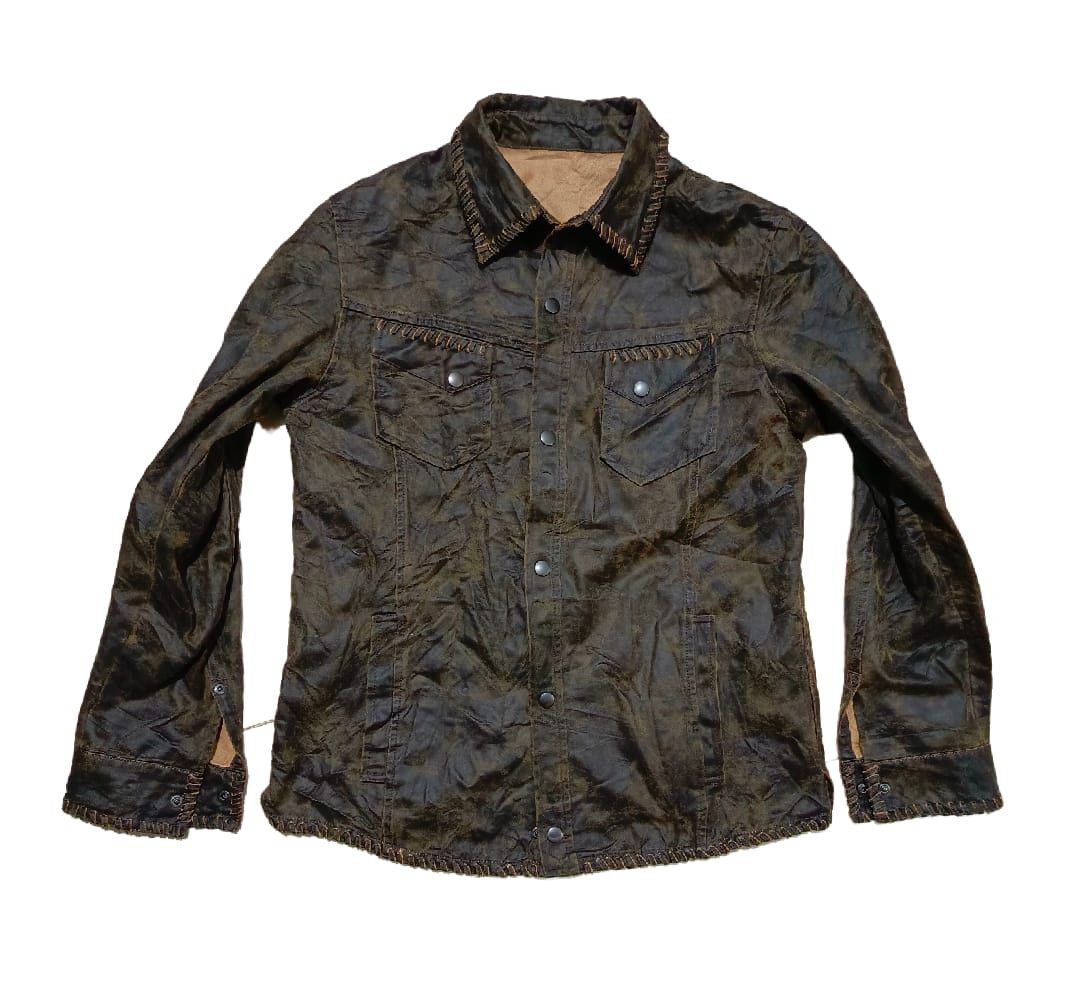 image of 14Th Addiction x If Six Was Nine Vintage Nicole Monsieur Wash Leather Thread Stitching Shirt (Size 