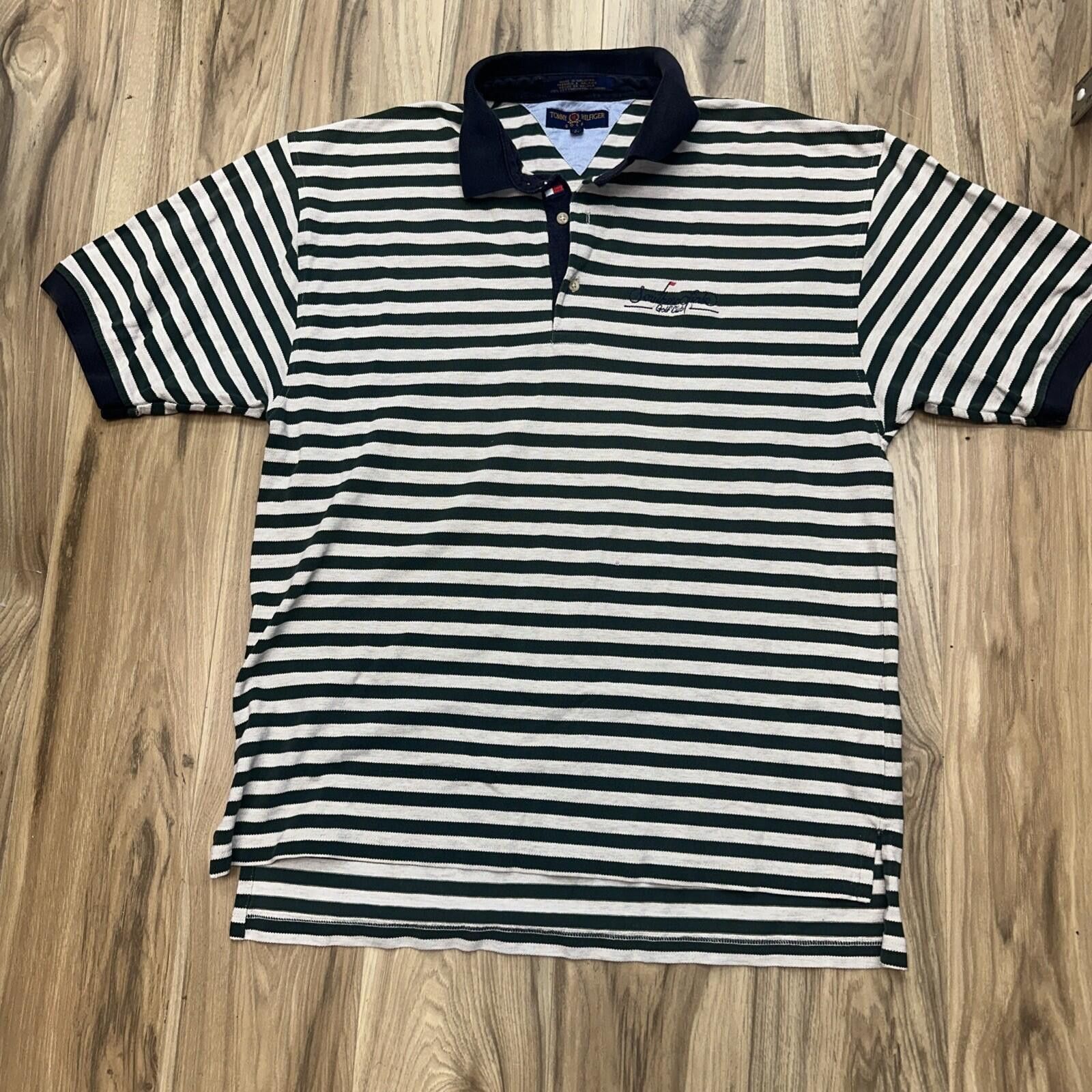 Tommy Hilfiger Tommy Hilfiger Golf Green White Striped Polo Shirt L Size US L / EU 52-54 / 3 - 1 Thumbnail