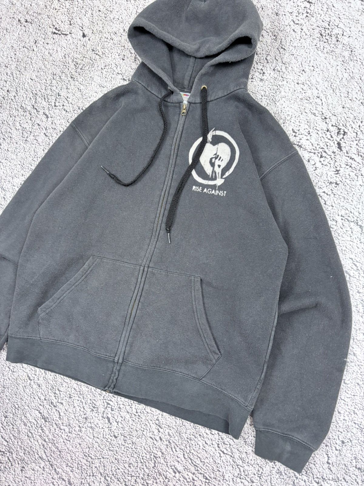 Band Tees Vintage Rise Against Faded Black Zip Up Hoodie Size M Size US M / EU 48-50 / 2 - 4 Thumbnail