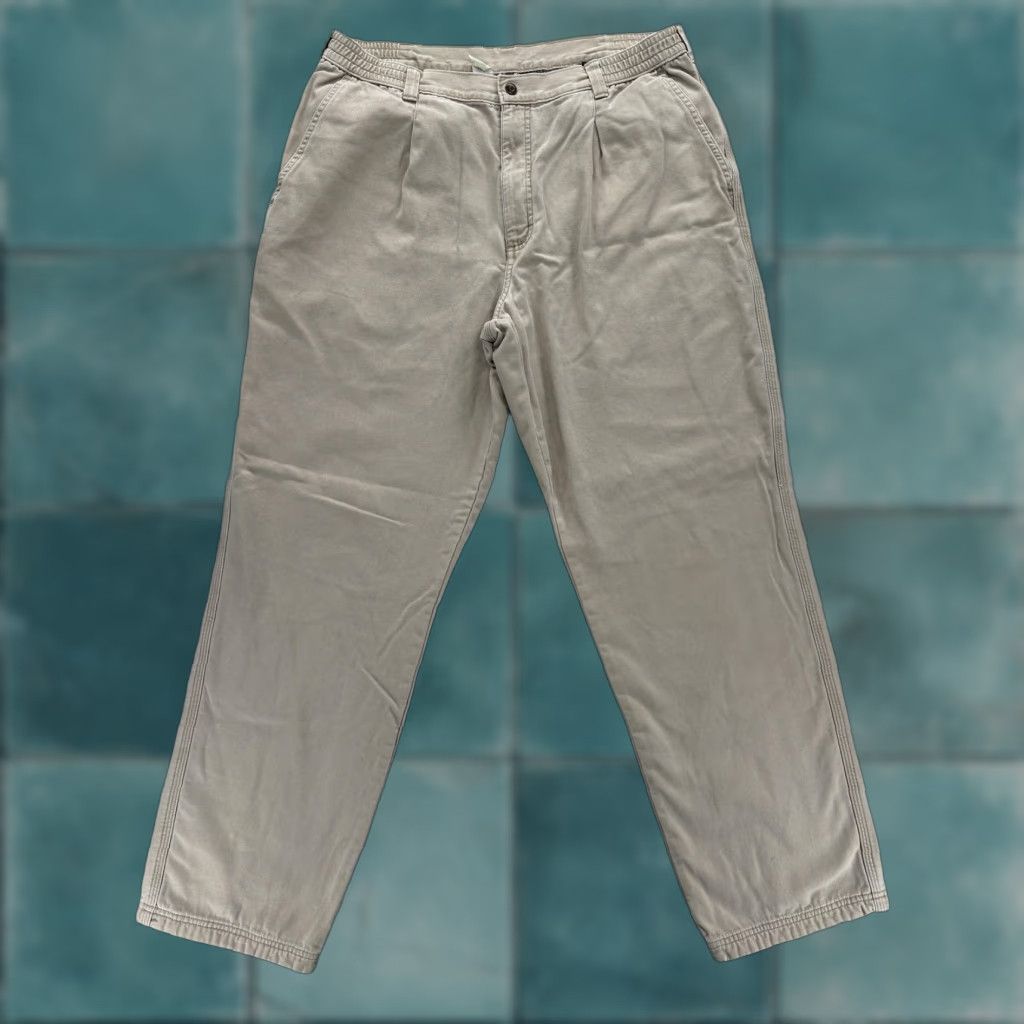 Vintage VINTAGE L L Bean Pants Mens 38x34 Beige Flannel Lined Pleated Chinos Chore Work Size US 38 / EU 54 - 1 Thumbnail