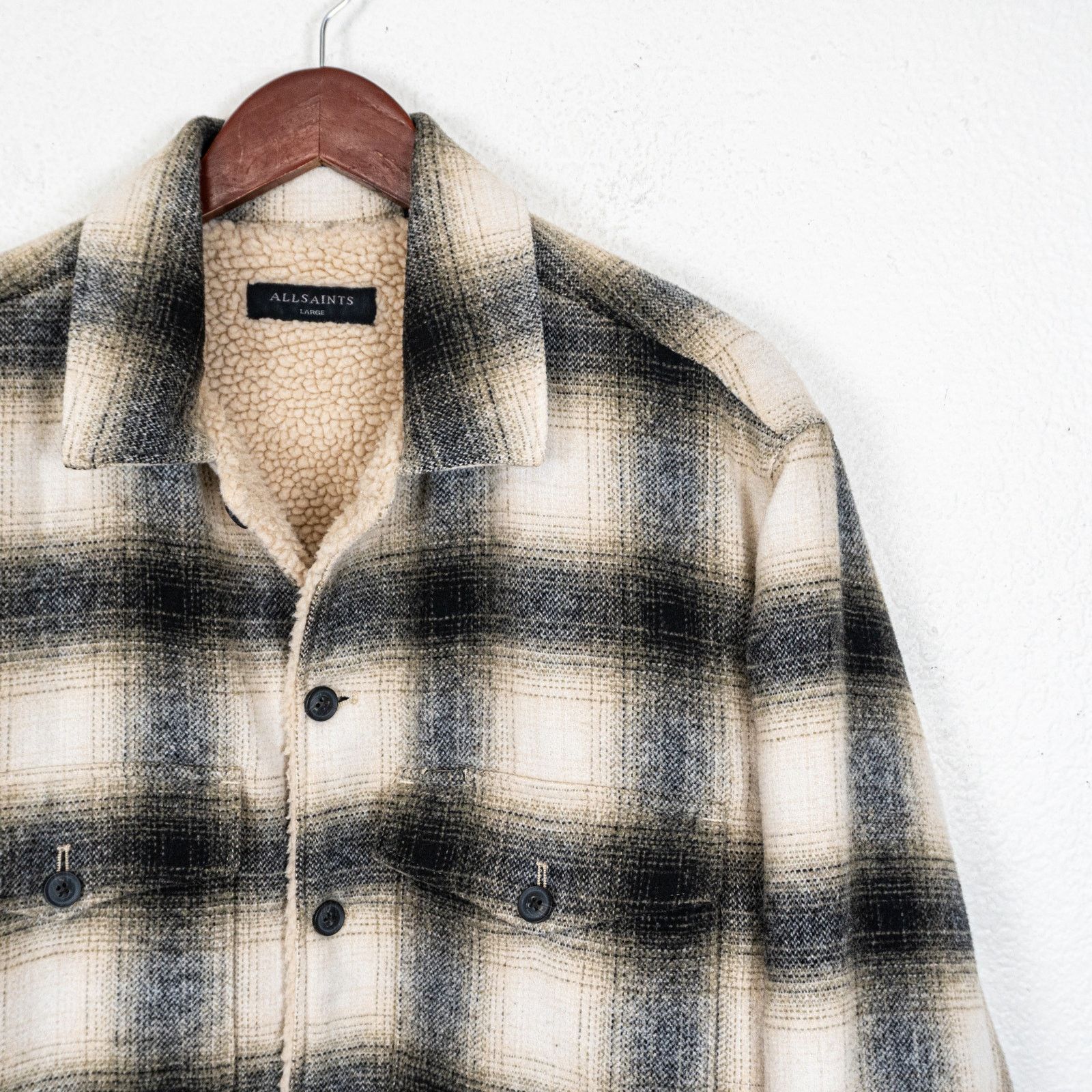 Allsaints All SAINTS Lewes Check Shirt Jacket Sherpa Lined Size Large Size US L / EU 52-54 / 3 - 4 Thumbnail