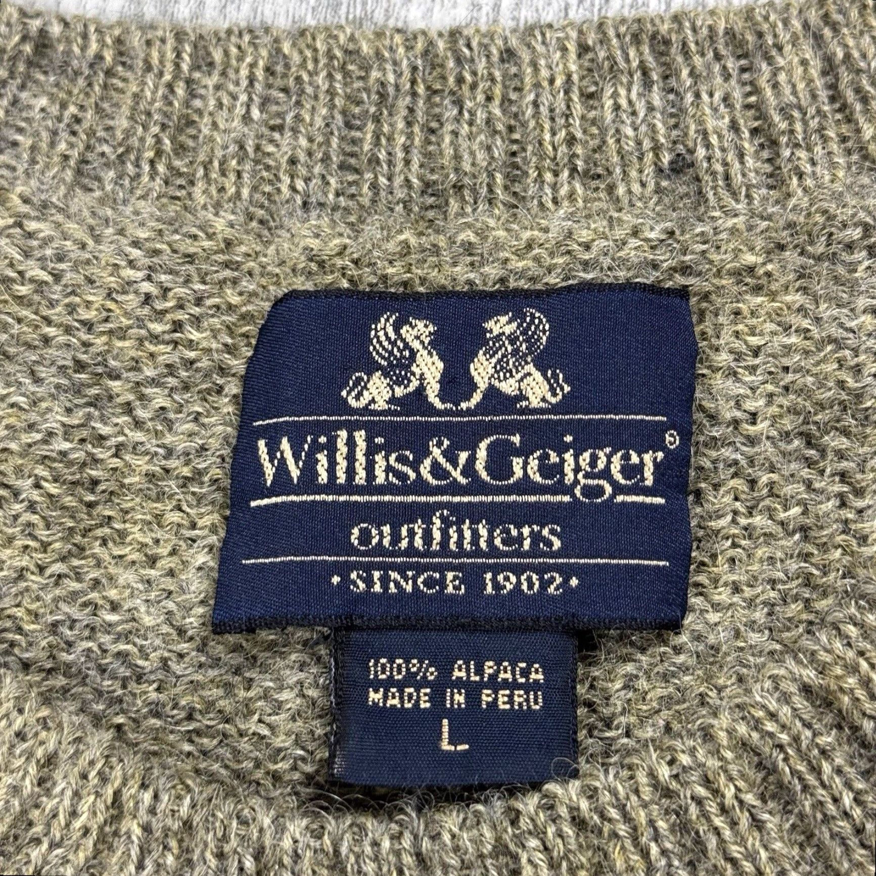 Vintage VINTAGE Willis & Geiger Wool Sweater Men Large Heathered Beige 90s Classic Outdoor Knitted Pullover Size US L / EU 52-54 / 3 - 3 Thumbnail