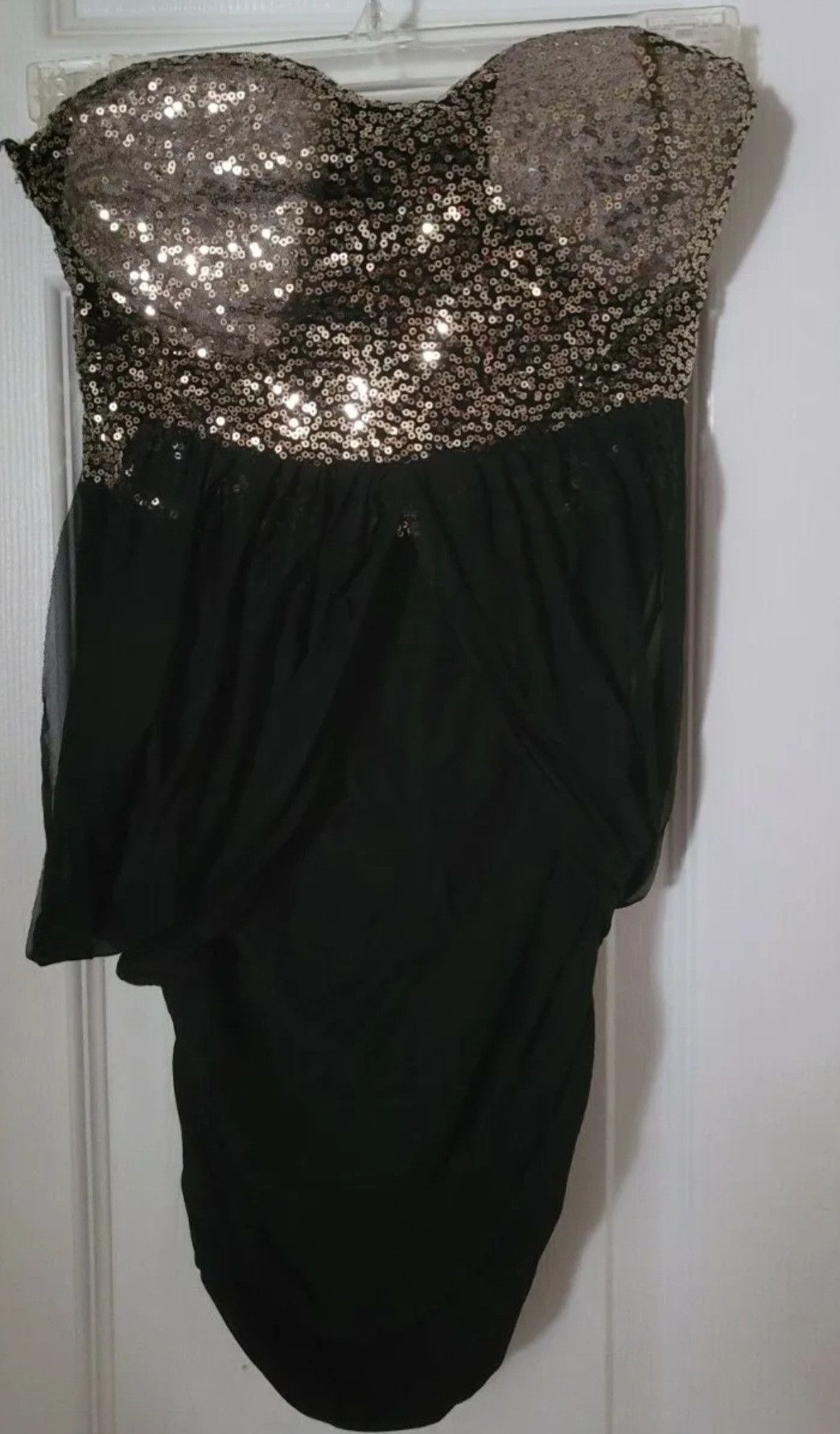 Other NWT Zanzea Black Mesh Gold Sequin Sleeveless Ruched Dress S Size S / US 4 / IT 40 - 3 Thumbnail