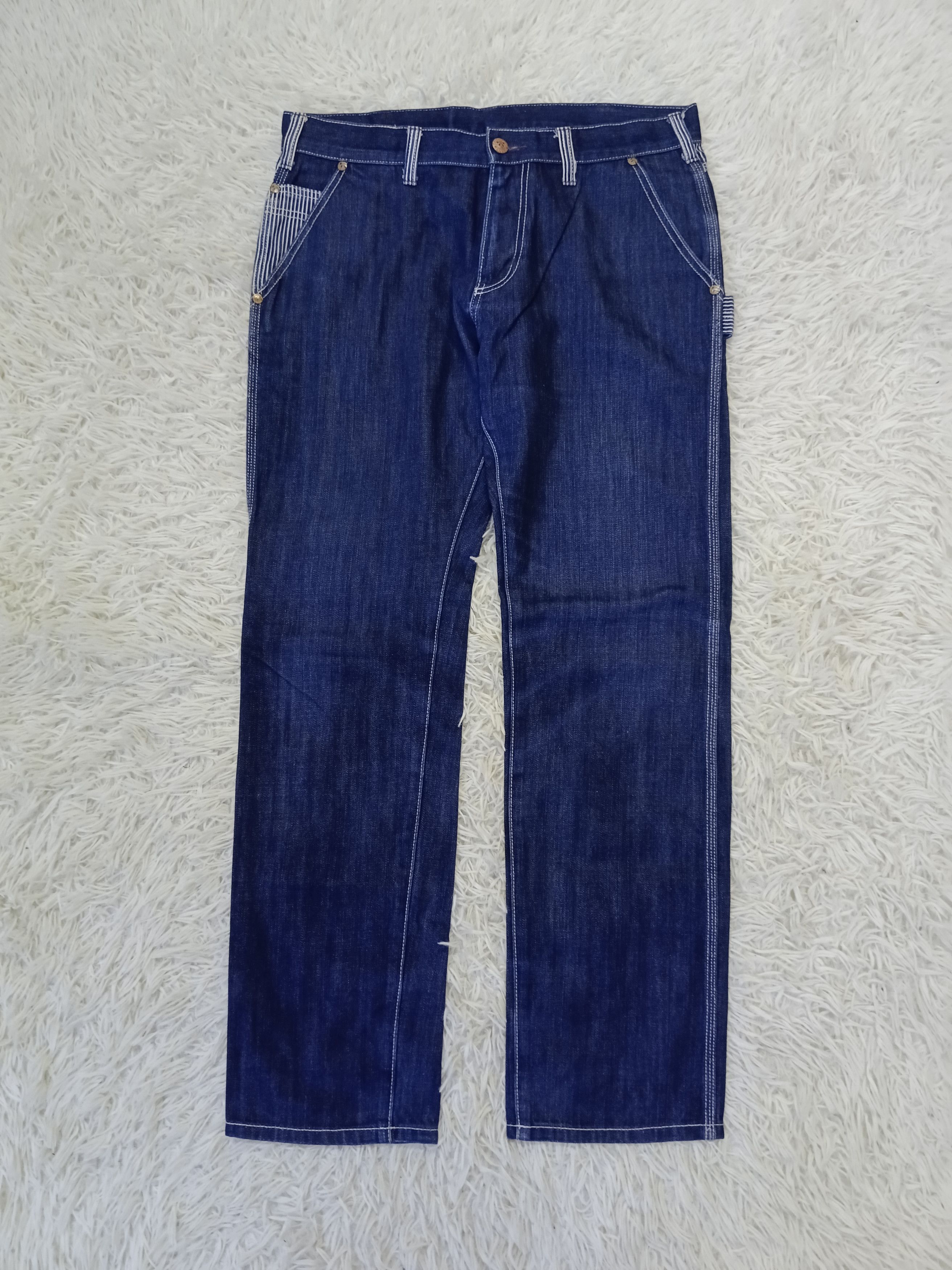 Japanese Brand 2 TONE STRIPE CARPENTER PANDIESTA DENIM PANTS Size US 34 / EU 50 - 2 Thumbnail