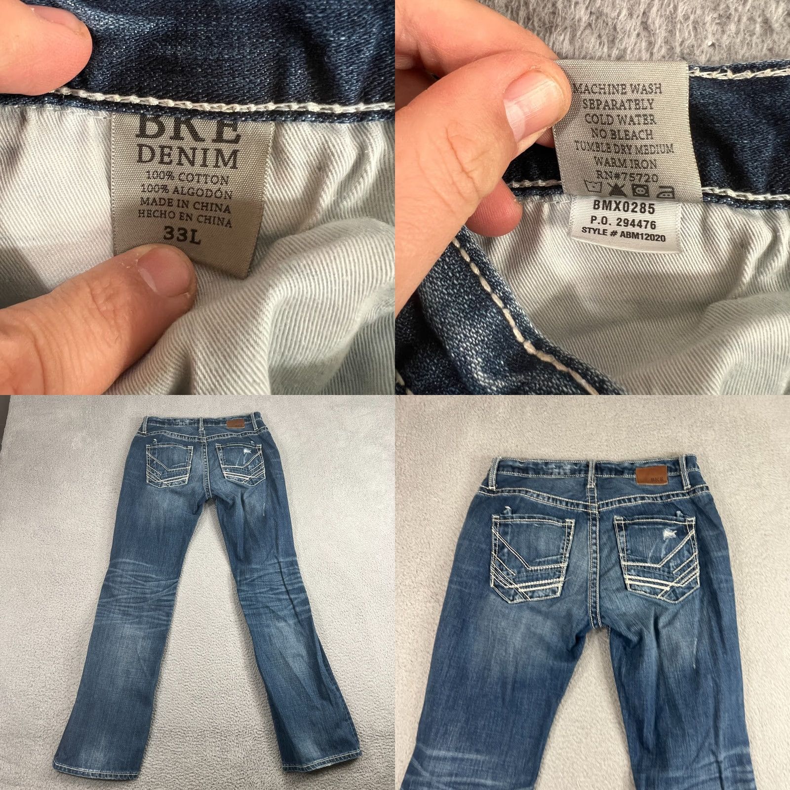 Vintage BKE Buckle Derek Jeans Mens 33 L Mid Rise Whiskered Distressed Y2K Wash Denim Size US 33 - 8 Thumbnail