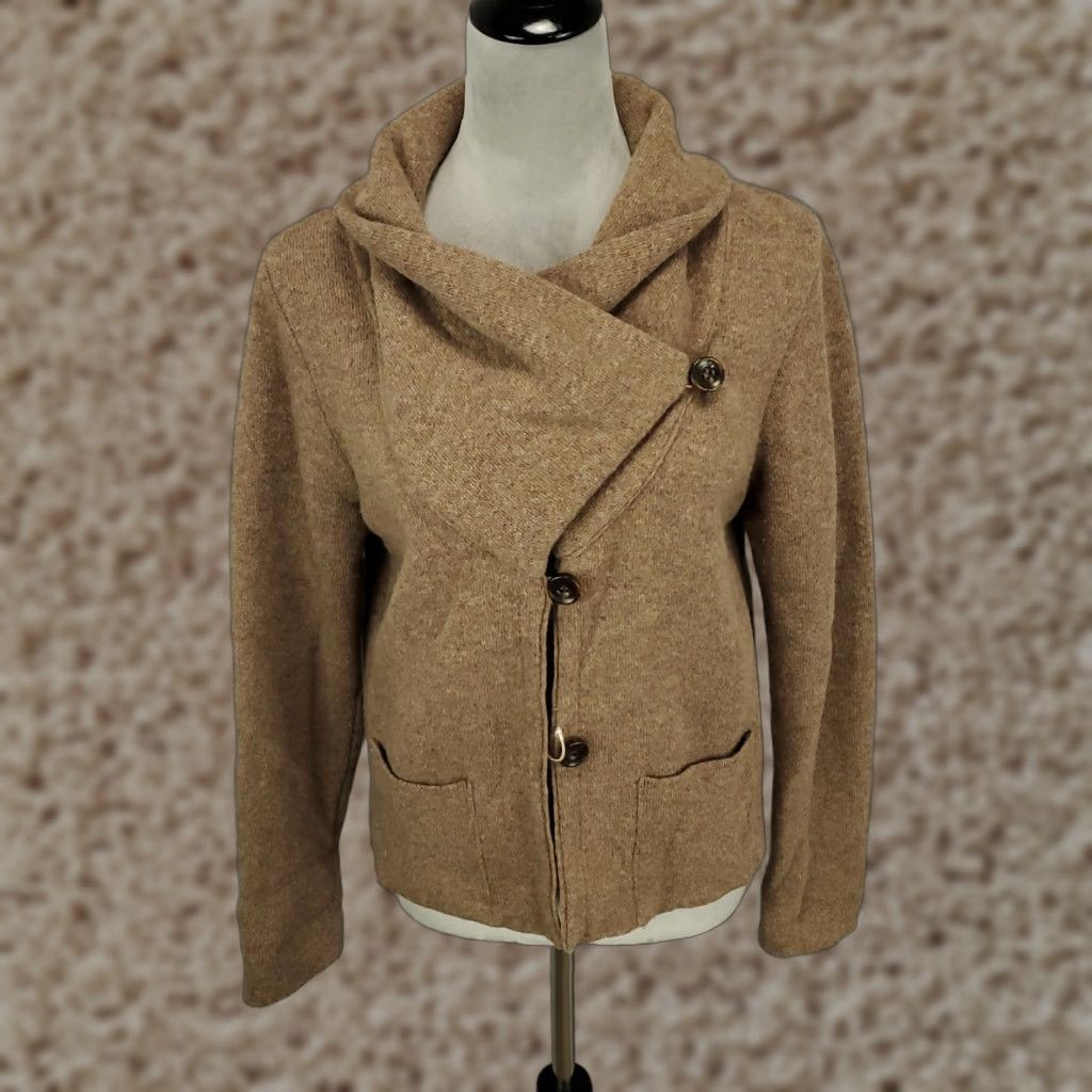 Vintage Made in Italy Wool Moto Jacket Womens Medium Brown Button Up Sweater Size M / US 6-8 / IT 42-44 - 1 Thumbnail