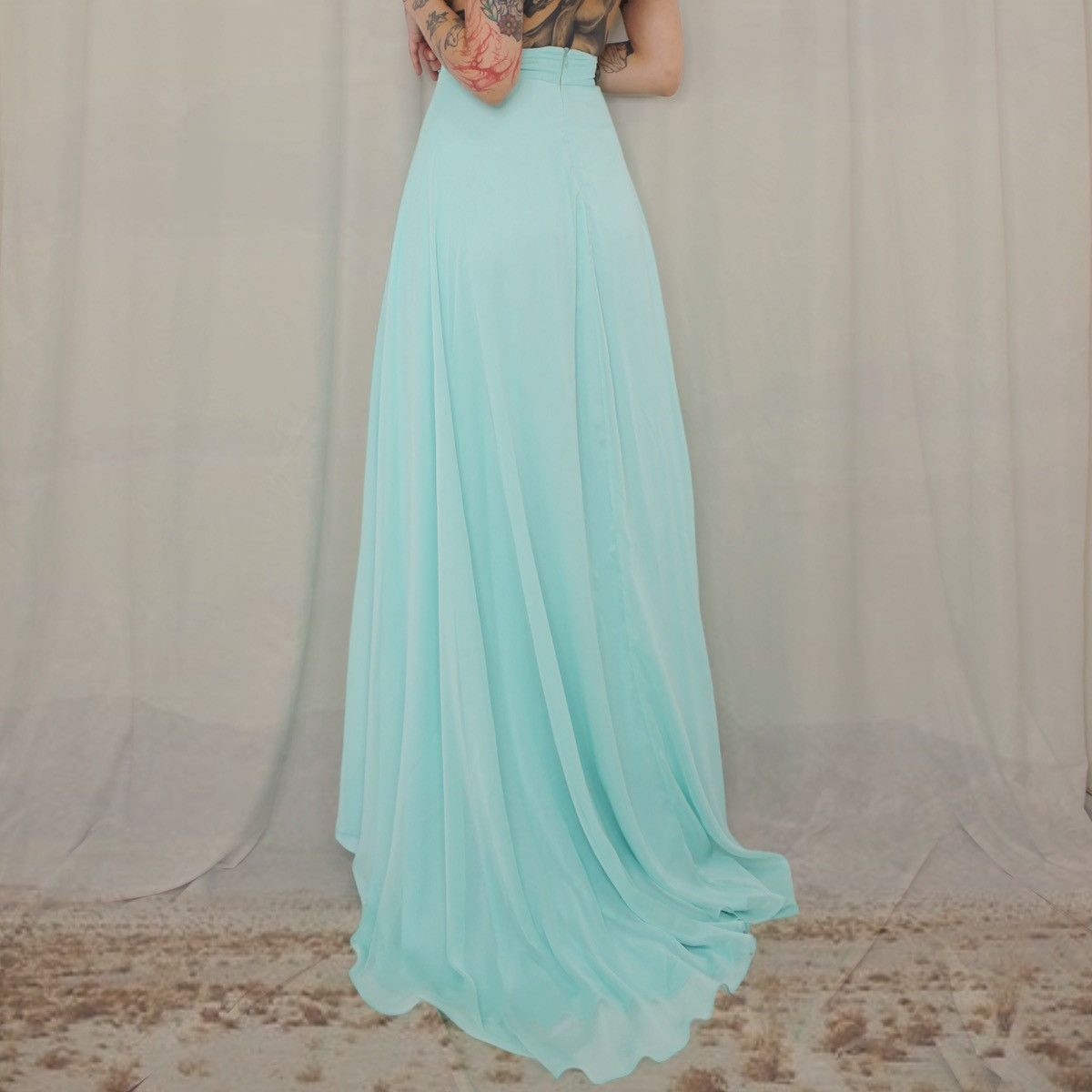 Handmade × Vintage 🦋TEAL MAXI SKIRT🦋 Size 27" / US 4 / IT 40 - 1 Thumbnail