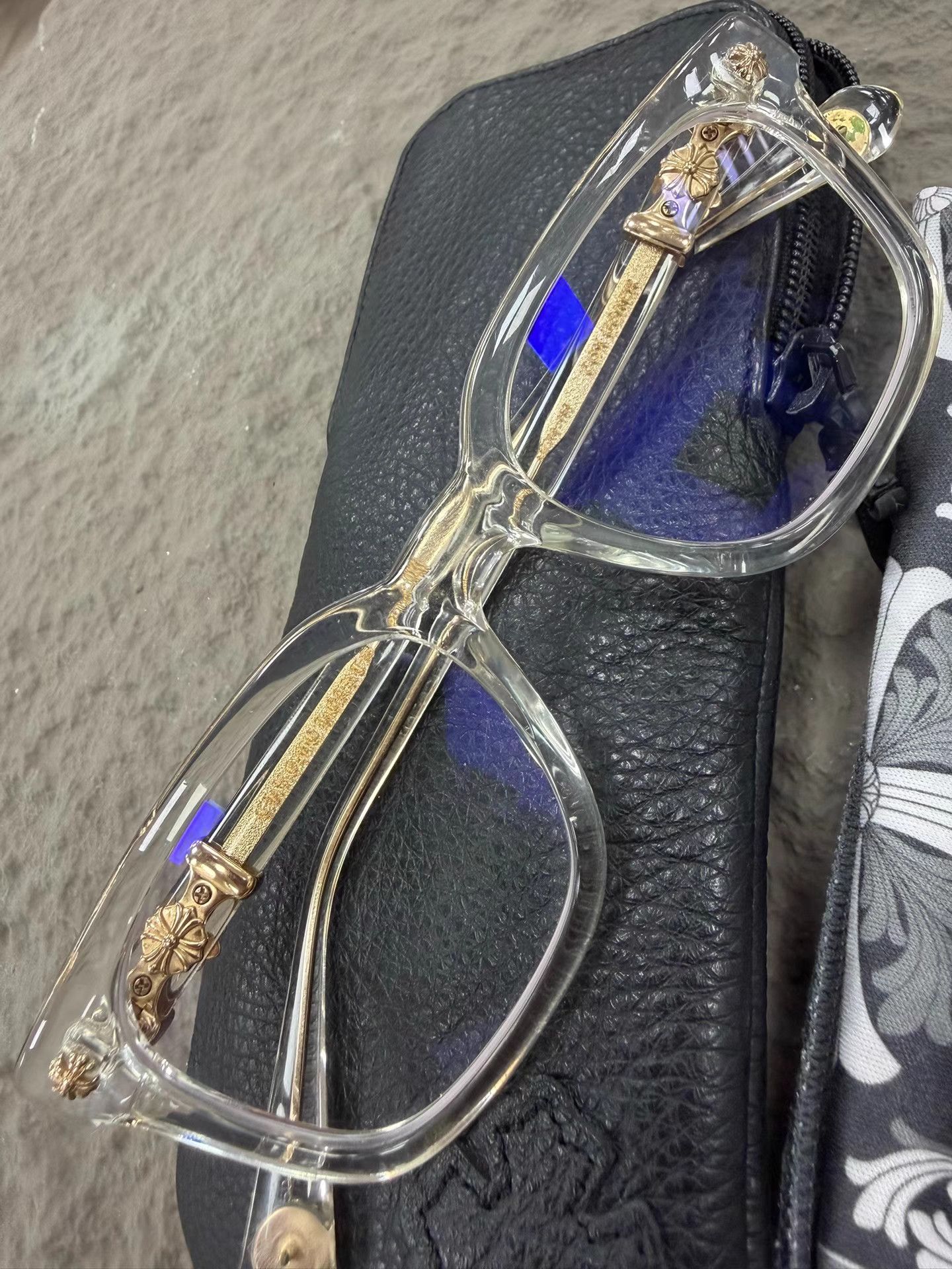 Chrome Hearts Chrome Hearts Gold Cross Clear Glasses CH Size ONE SIZE - 1 Thumbnail