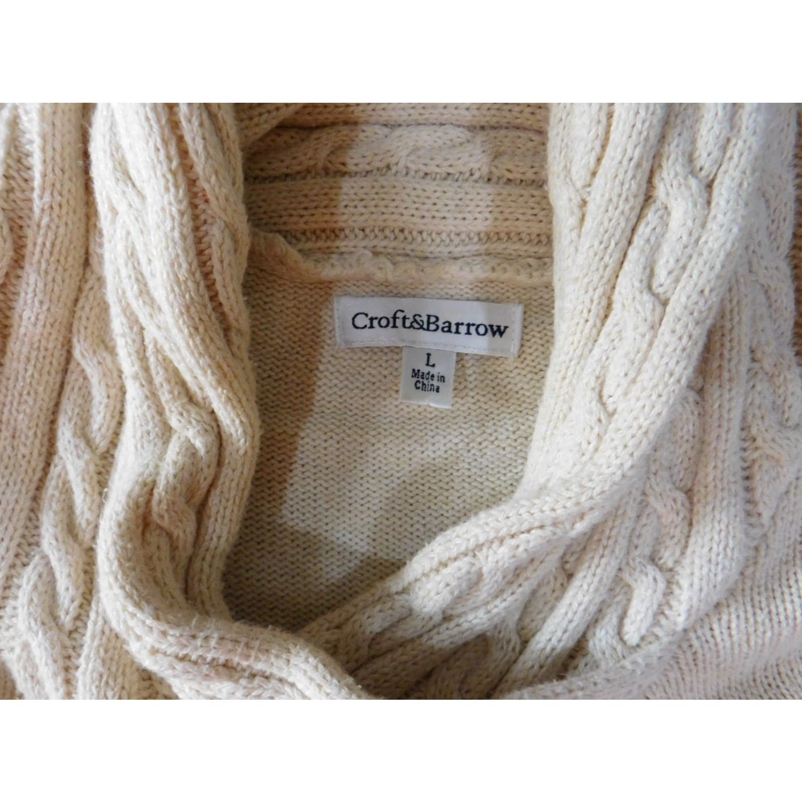 Croft & Barrow Croft & Barrow Womens Sweater Large Beige pullover classic Knit Crew Neck Long Sleeve Regular Stretch Cotton Size L / US 10 / IT 46 - 5 Thumbnail