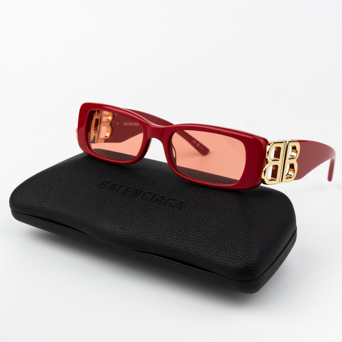 Balenciaga NEW Balenciaga BB0096S 003 Red Rectangle Unisex Sunglasses Size ONE SIZE - 1 Thumbnail