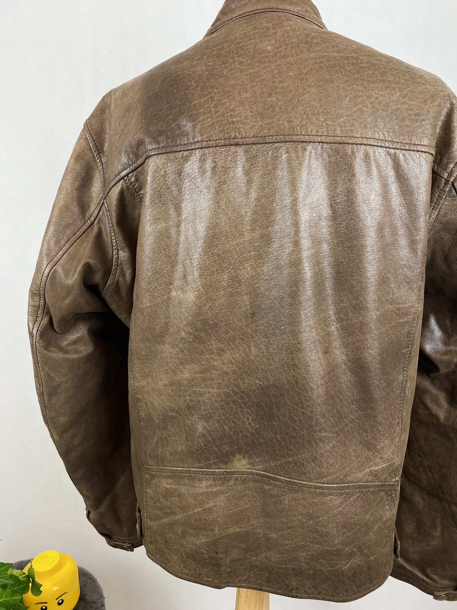 Genuine Leather × Vintage real leather moto biker jacket faded washed Size US L / EU 52-54 / 3 - 9 Thumbnail