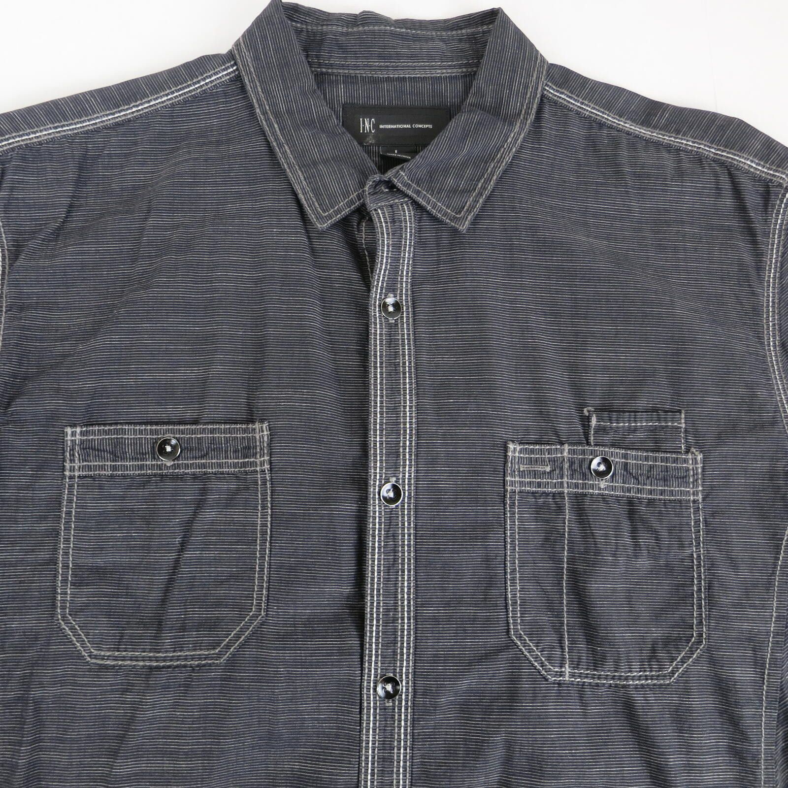 Other INC Men's Large Dark Gray Long Sleeve Button-Up Shirt Size US L / EU 52-54 / 3 - 4 Thumbnail