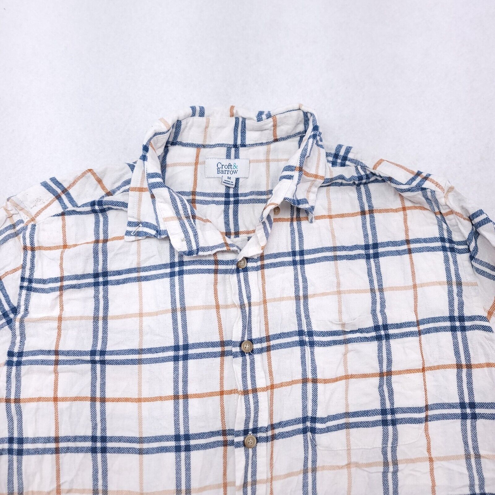 Croft & Barrow Croft & Barrow Windowpane Flannel Shirt Mens Size M White Size US M / EU 48-50 / 2 - 1 Thumbnail