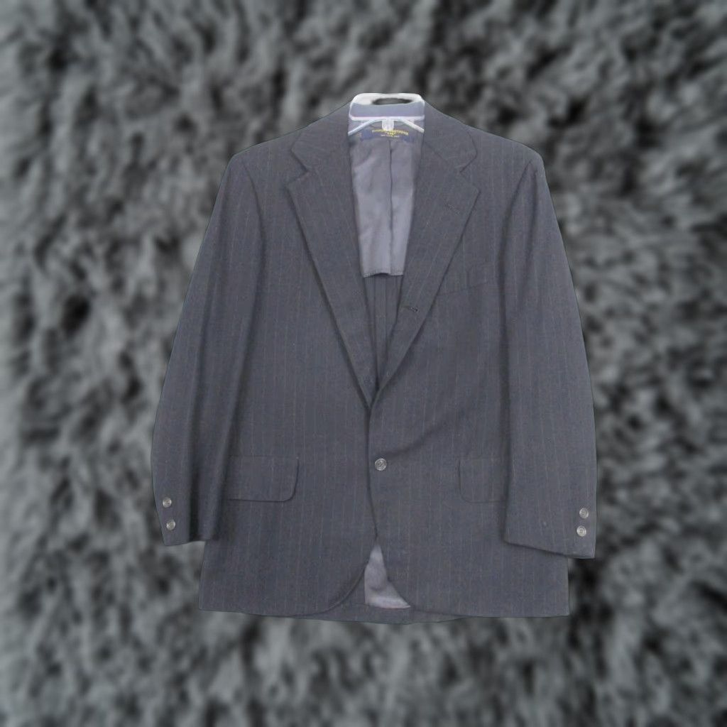 Brooks Brothers VINTAGE Brooks Brothers Blazer Mens 37L Blue Pinstripe 2 Button Jacket USA 80s Size 36R - 1 Thumbnail