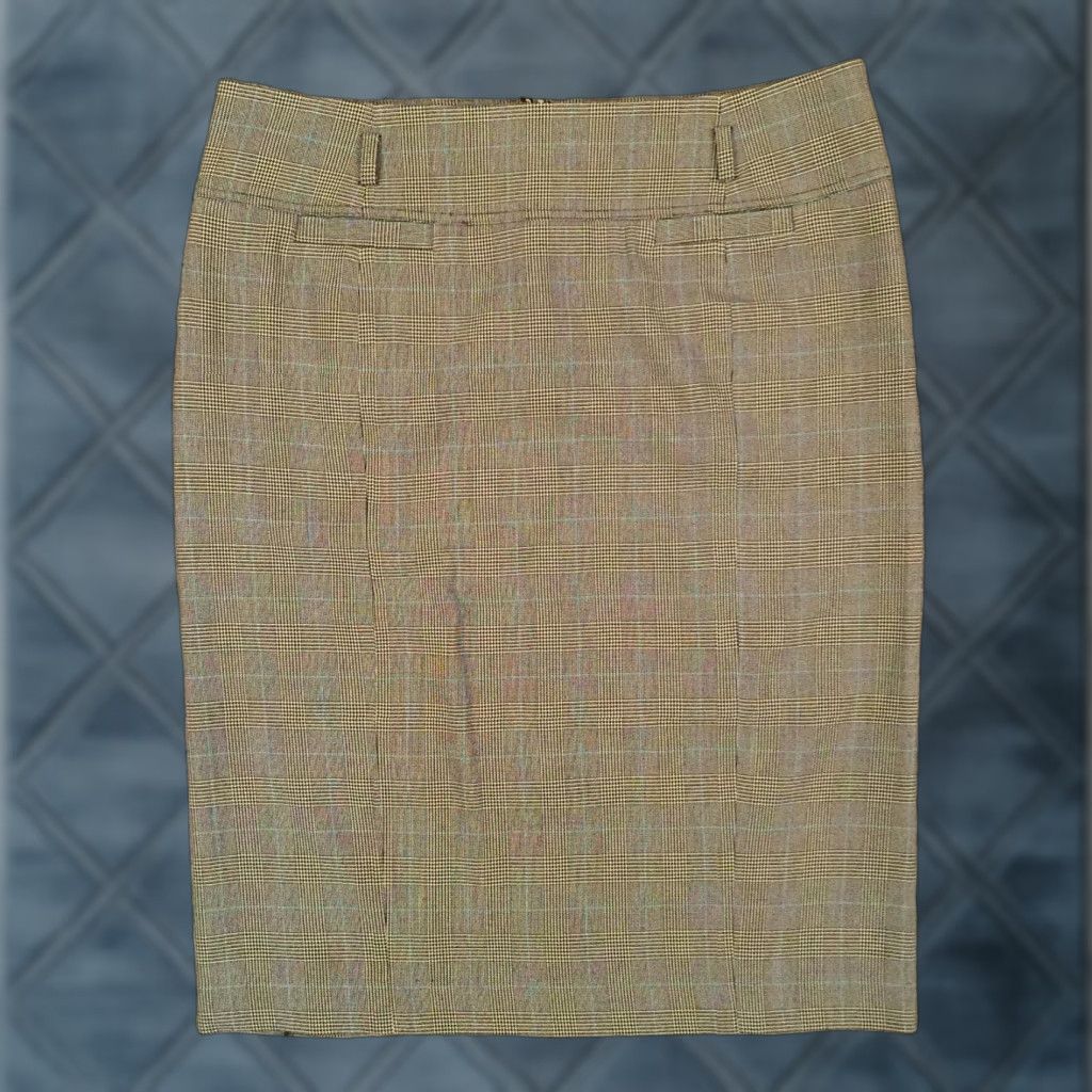 Vintage Preswick & Moore Skirt 10 Gray Blue Plaid Pencil Polyester Blend Lined Knee Length Women Size 32" / US 10 / IT 46 - 1 Thumbnail