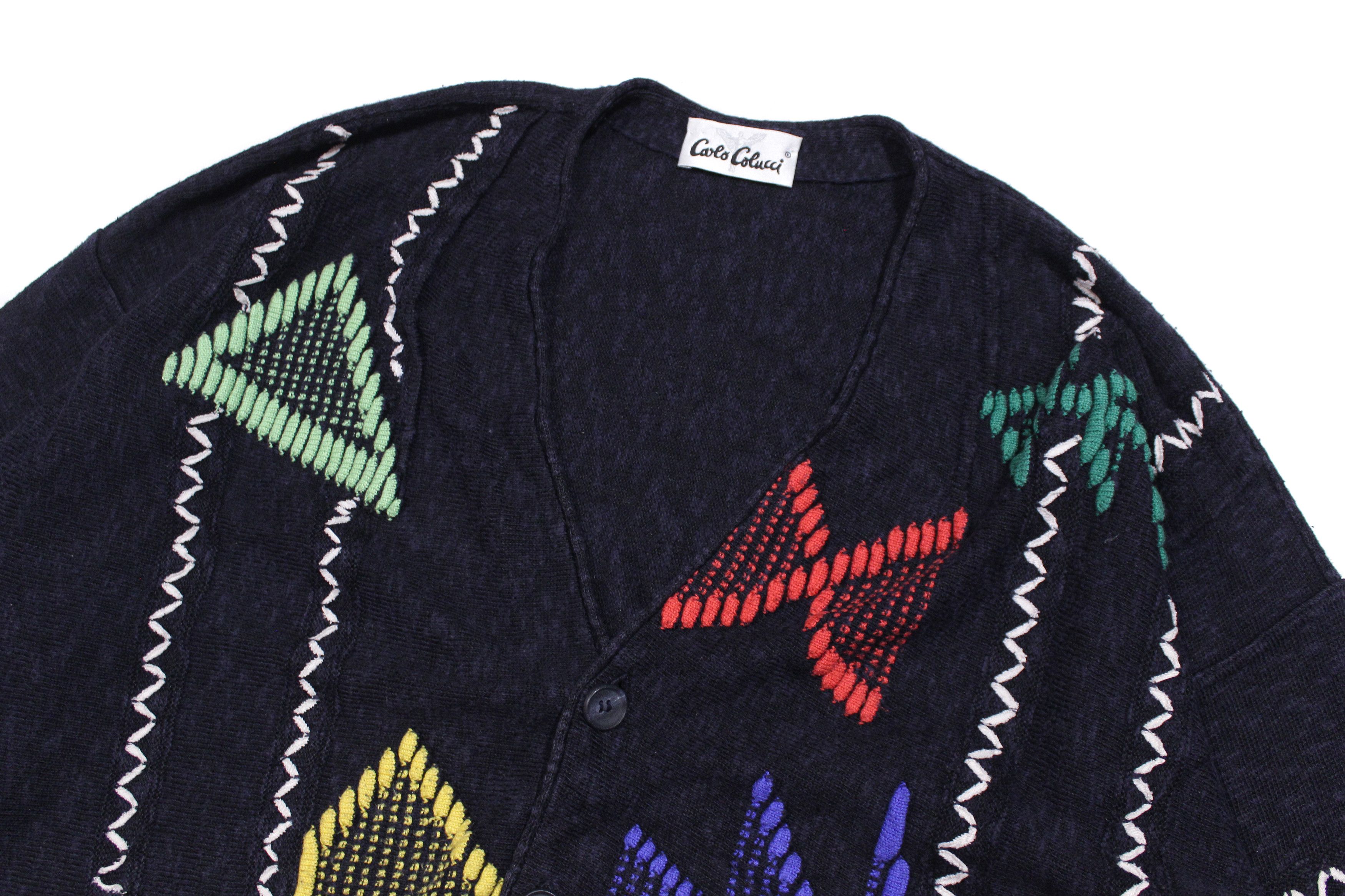 Carlo Colucci 90S Multicolor Embroidered Cardigan Size US L / EU 52-54 / 3 - 3 Thumbnail