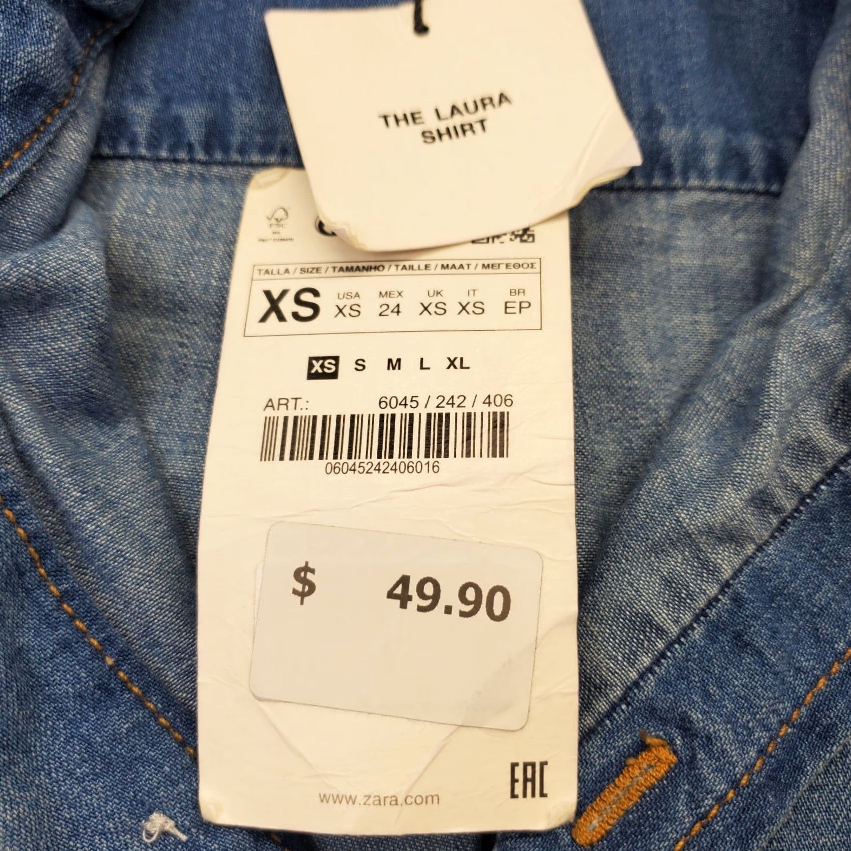 Zara Zara Casual Shirt Mens XS Blue Denim Relaxed Fit Long-Sleeve Collared Button Up Size US XS / EU 42 / 0 - 8 Thumbnail