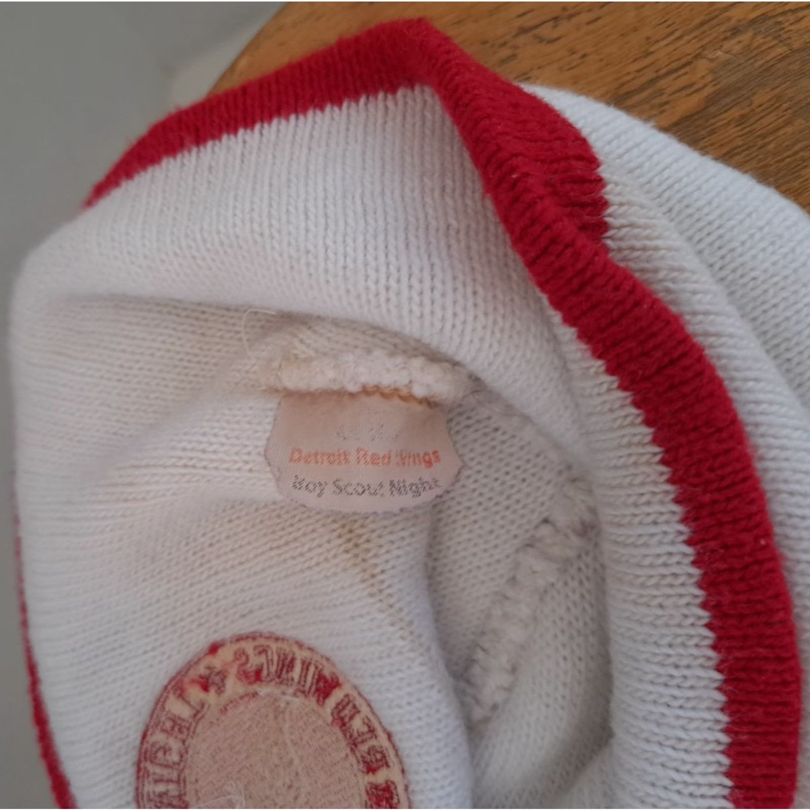Red Wing VINTAGE Detroit Red Wings Scout Night Beanie Hat Unisex Adults One Size Red&White Knit Casual Hockey Winter 1979 Olympia Stadium Size ONE SIZE - 4 Thumbnail
