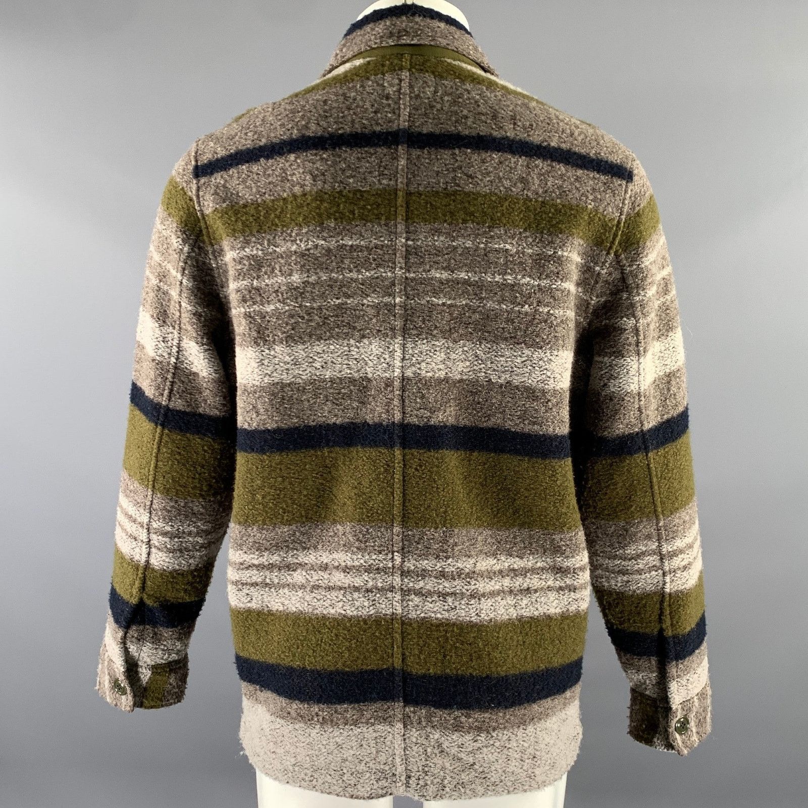 Todd Snyder TODD SNYDER Tan Olive Textured Stripe Cotton Chore Jacket Size US M / EU 48-50 / 2 - 4 Thumbnail