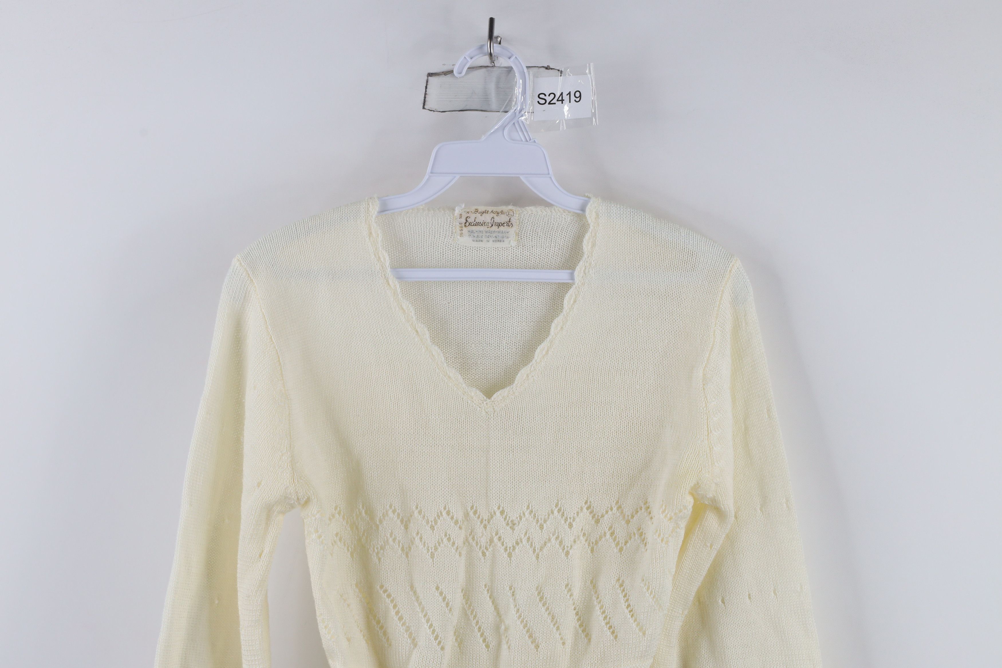 Vintage Vintage 60s 70s Boho Chic Frilled Flared Sleeve Knit Sweater Size L / US 10 / IT 46 - 2 Thumbnail