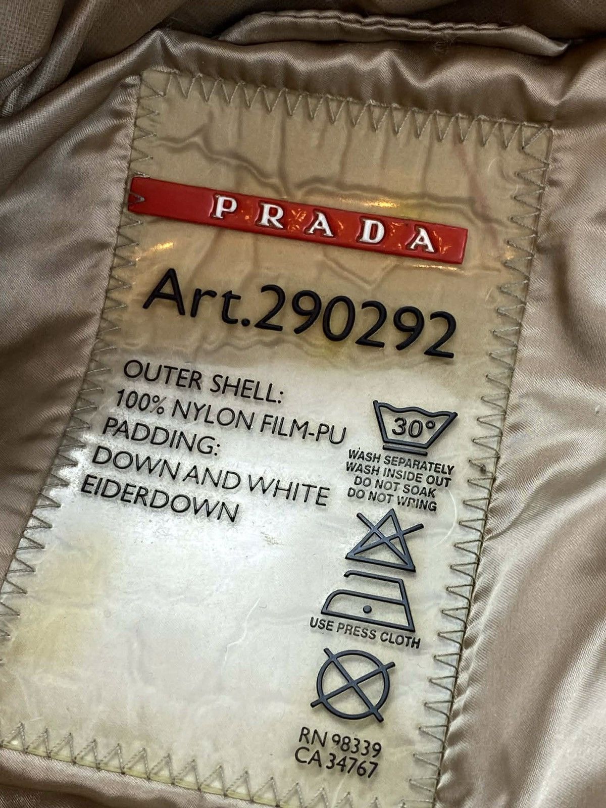 Prada Prada Sport Beige/Gold Nylon Jacket – IT40 Size S / US 4 / IT 40 - 5 Thumbnail