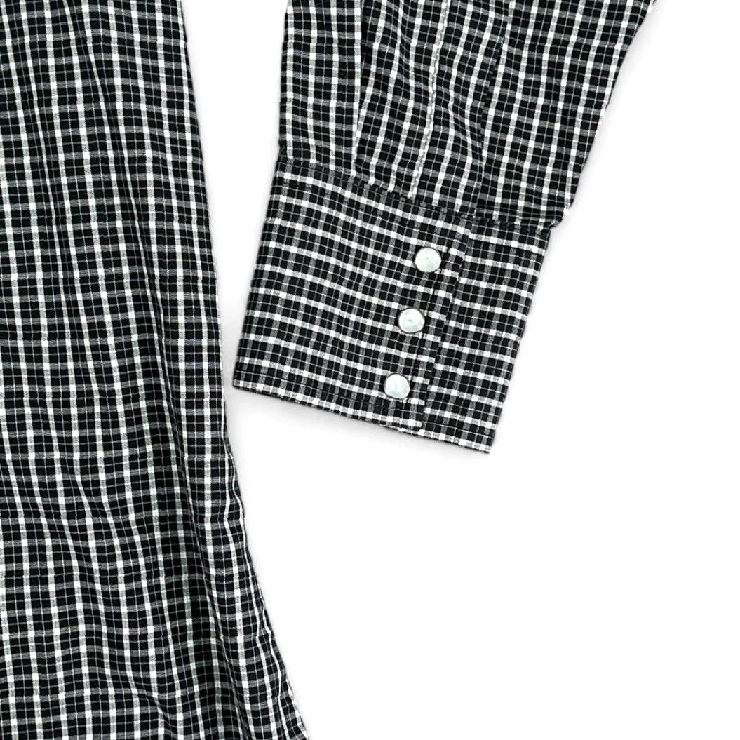 Wrangler VINTAGE Wrangler Western Shirt Adult LARGE Black White Plaid Windowpane Pearl Snap Shirt Men Regular Long Sleeve Cowboy Western Size US L / EU 52-54 / 3 - 6 Thumbnail