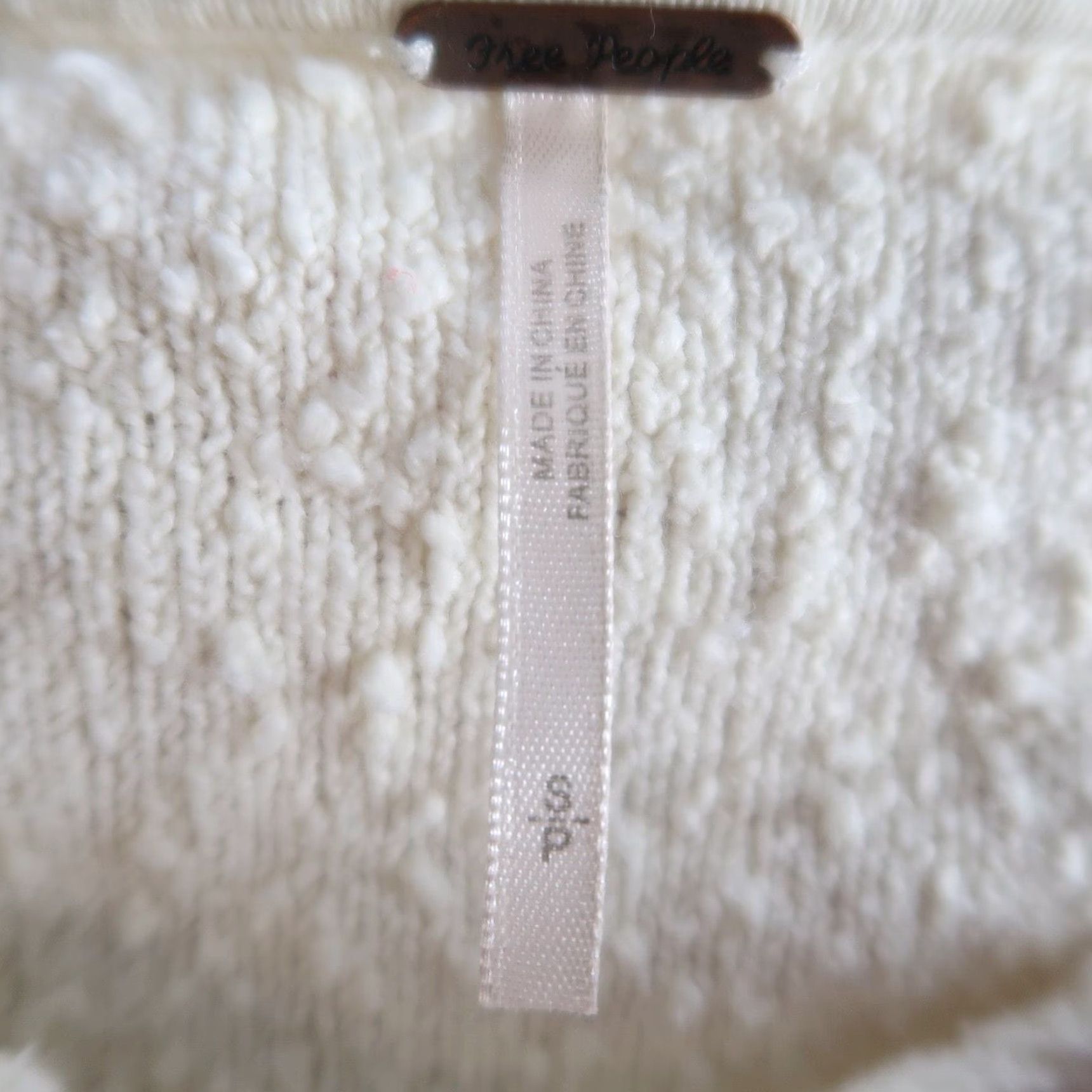 Free People Free People Cream Textured Knit Slouchy Balloon Sleeve Sweater Small Womens Long Sleeve Pullover Casual Cotton Size S / US 4 / IT 40 - 6 Thumbnail