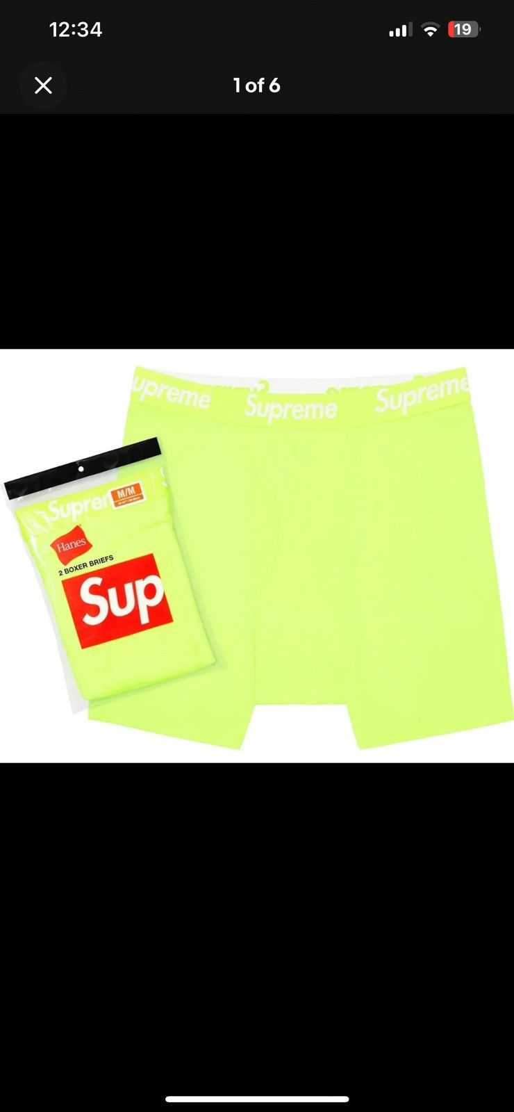 Supreme Hanes Boxer Briefs (2 Pack) Flourescent Yellow