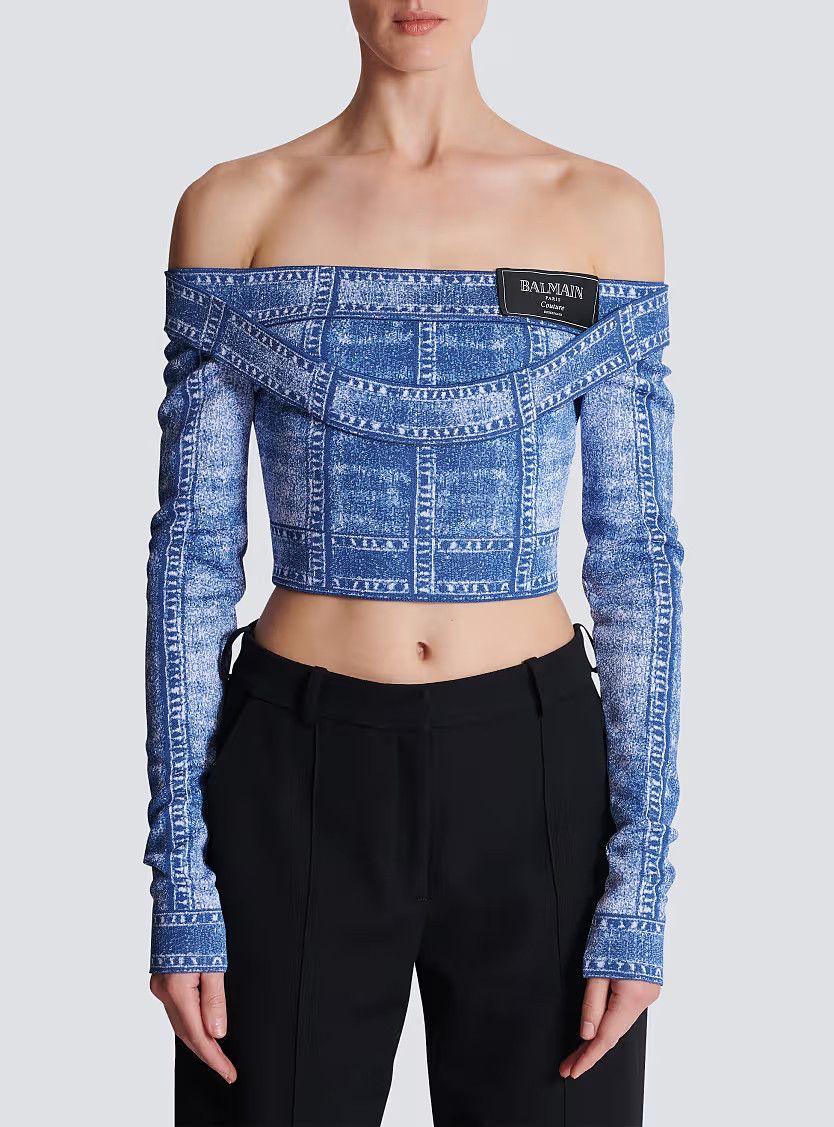 o1s1wg111225 Denim Trompe Loel Top in Blue