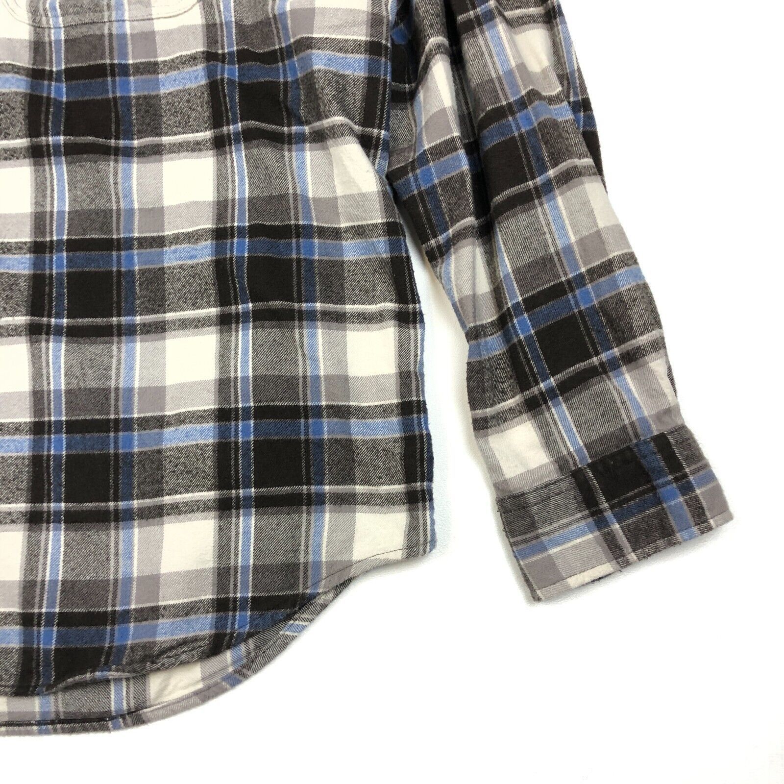 Uniqlo Uniqlo Blue Black Gray Button Up Flannel Size XL Mens B9 Size US XL / EU 56 / 4 - 2 Thumbnail