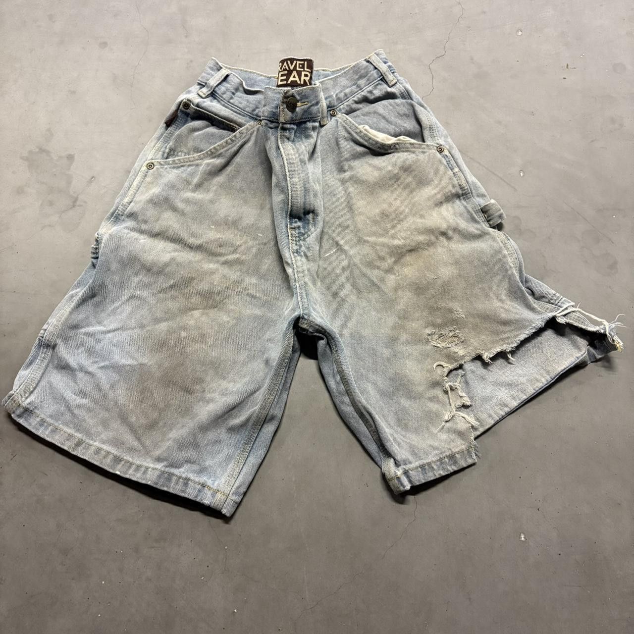 Vintage Crazy Vintage Y2K/2000s Baggy Carpenter Gravel Gear Blue Denim Shorts Jorts! Size US 34 / EU 50 - 1 Thumbnail