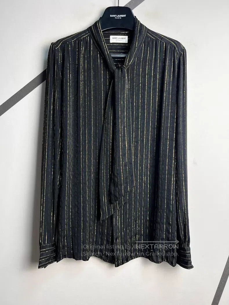 Saint Laurent Paris Saint Laurent Paris Semi-Transparent Silk Bow Collar Shirt Size XS / US 0-2 / IT 36-38 - 1 Thumbnail
