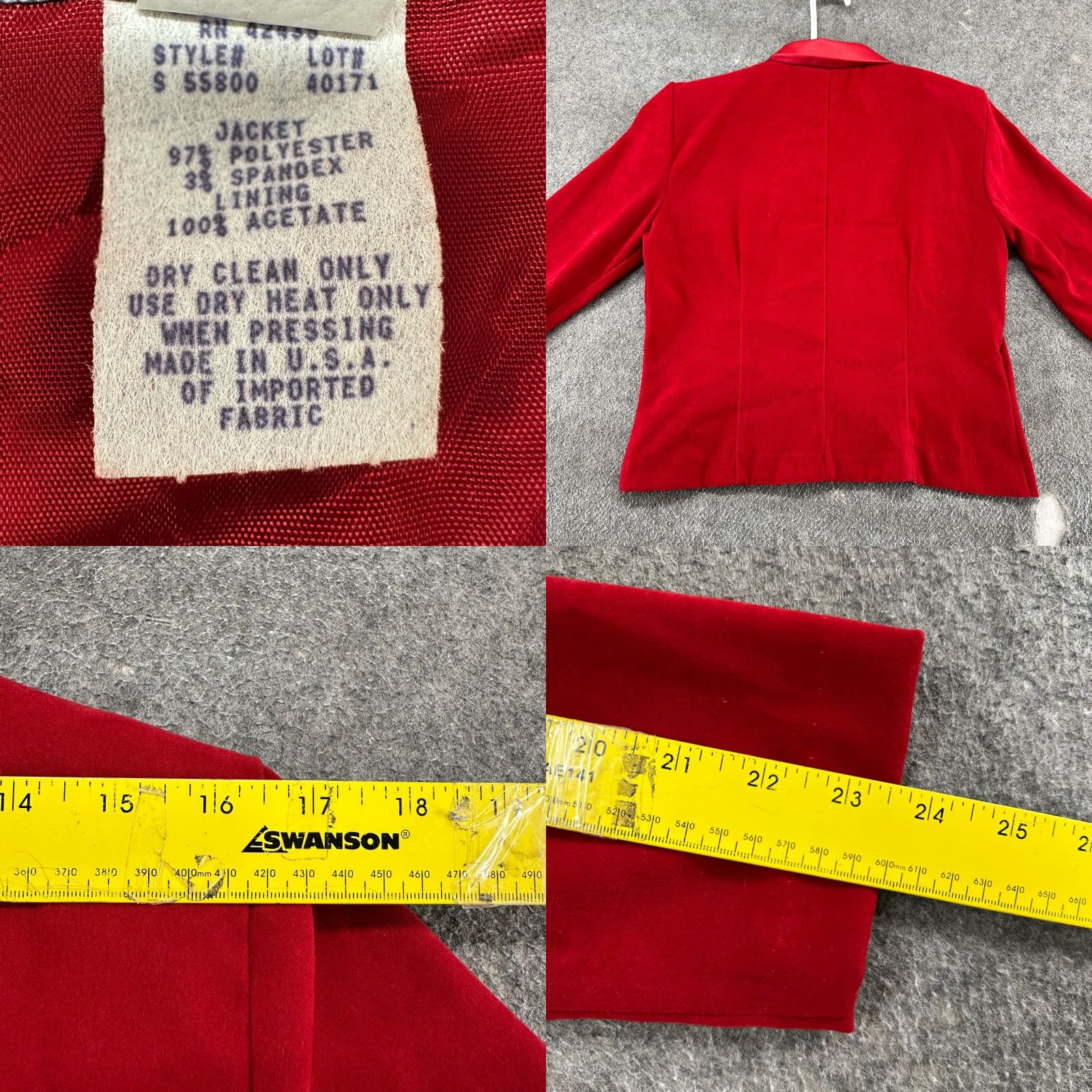 Velour VINTAGE Sheri Martin Jacket Womens 12 Red Cropped Boxy Full Zip Velour USA 90s Size XL / US 12-14 / IT 48-50 - 8 Thumbnail