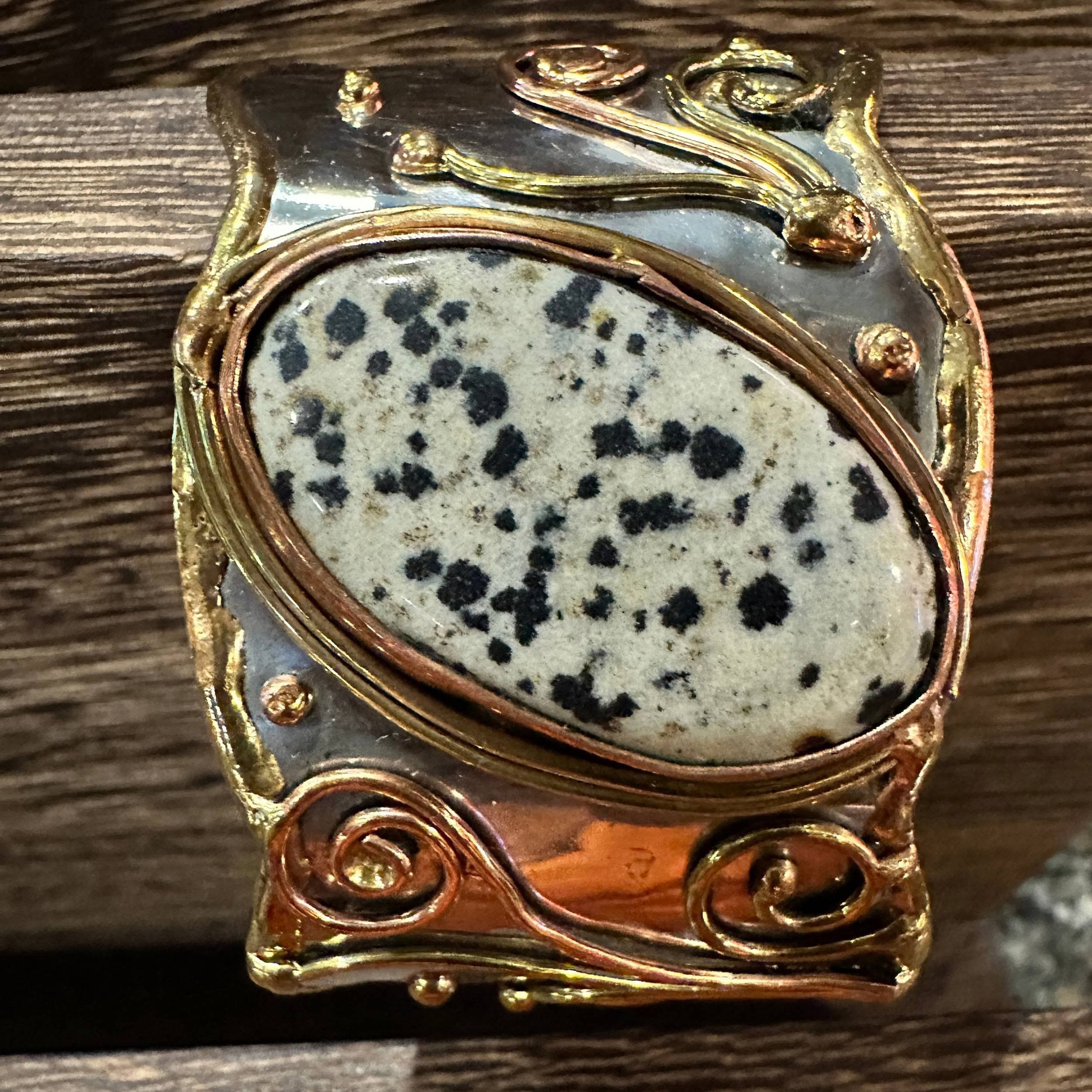 Other Unique Adjustable Cuff Bracelet with Dalmation Jasper and Mi Size ONE SIZE - 1 Thumbnail